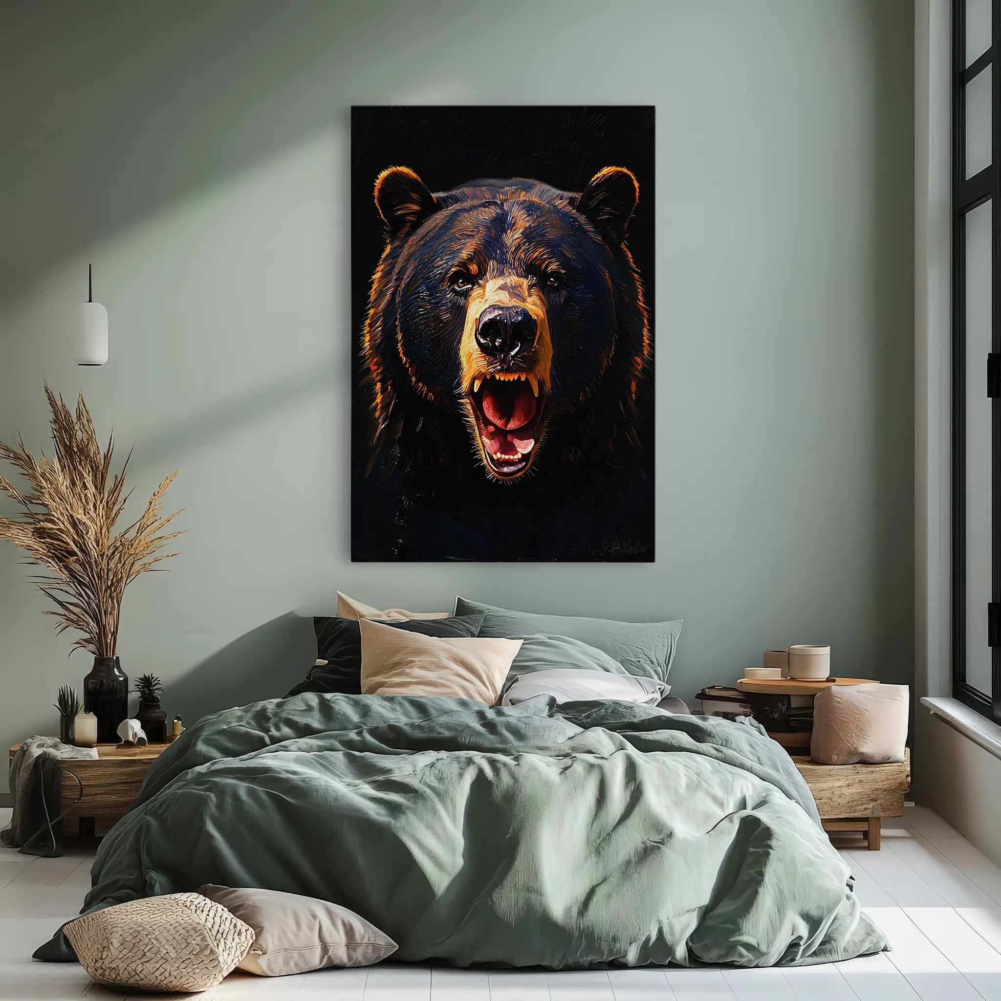 Midnight Roar Black Bear Portrait Giclée Print 231031 Visual Wall Art AR2:3V Giclée Print