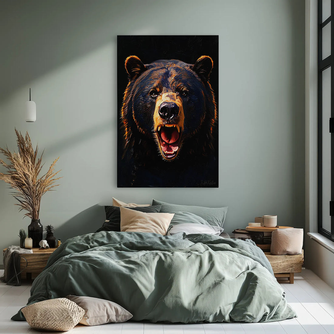 Midnight Roar Black Bear Portrait Giclée Print 231031 Visual Wall Art AR2:3V Giclée Print