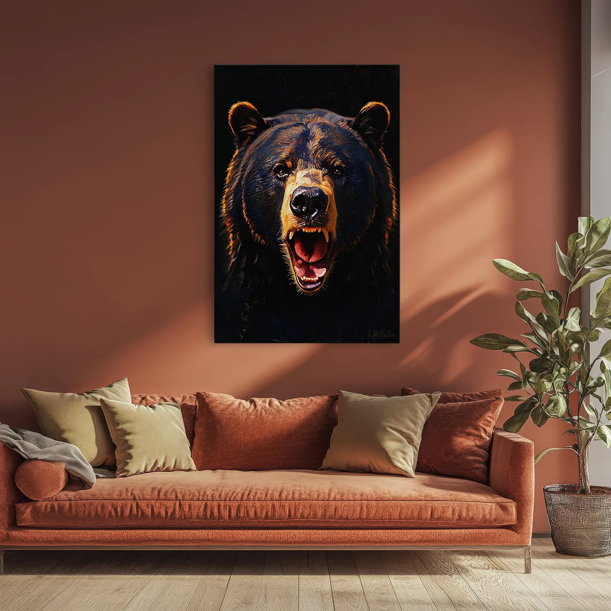 Midnight Roar Black Bear Portrait Giclée Print 231031 Visual Wall Art AR2:3V Giclée Print