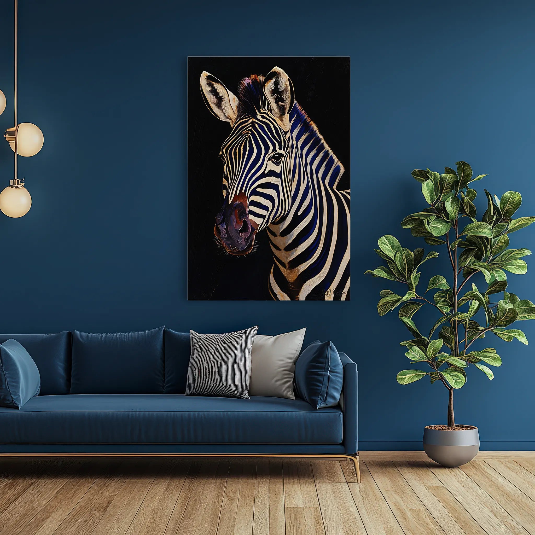 Midnight Stripes Zebra Portrait Giclée Print 231092 Visual Wall Art AR2:3V Giclée Print