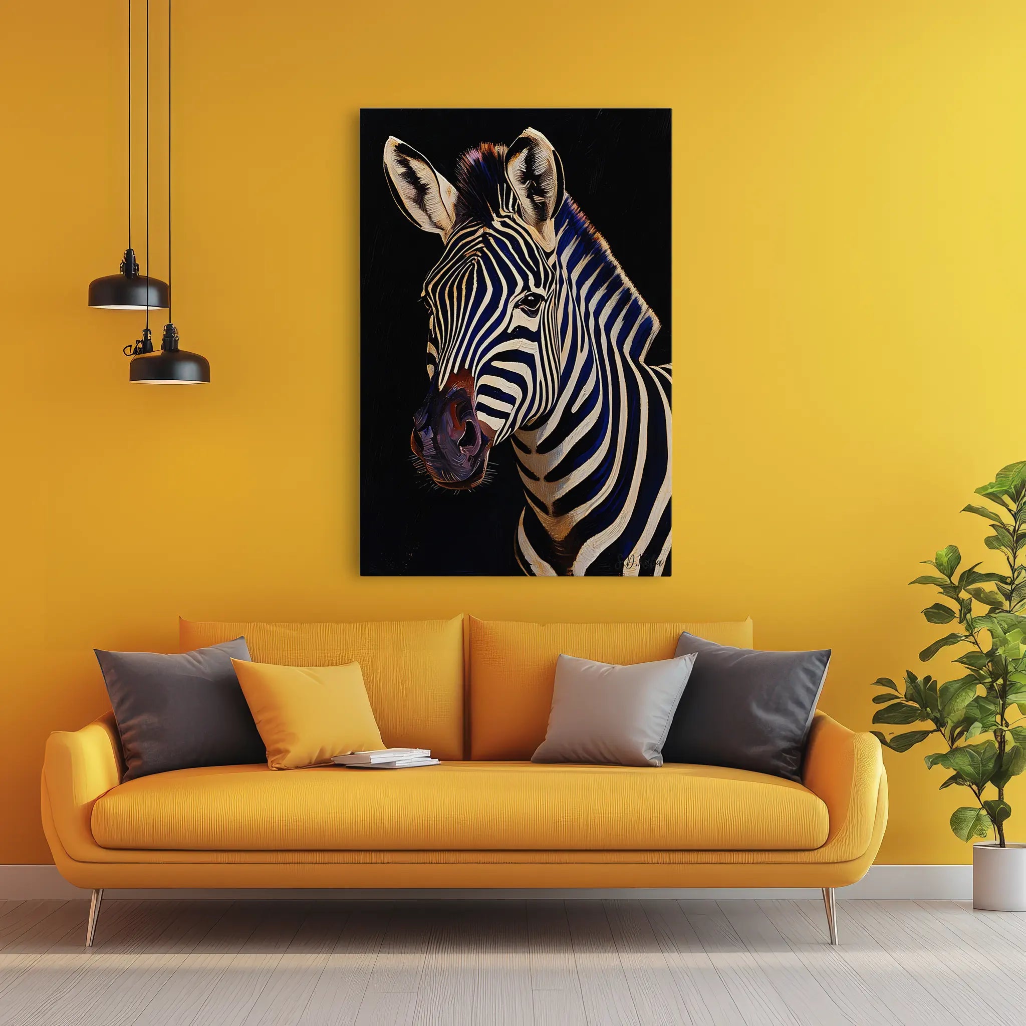 Midnight Stripes Zebra Portrait Giclée Print 231092 Visual Wall Art AR2:3V Giclée Print