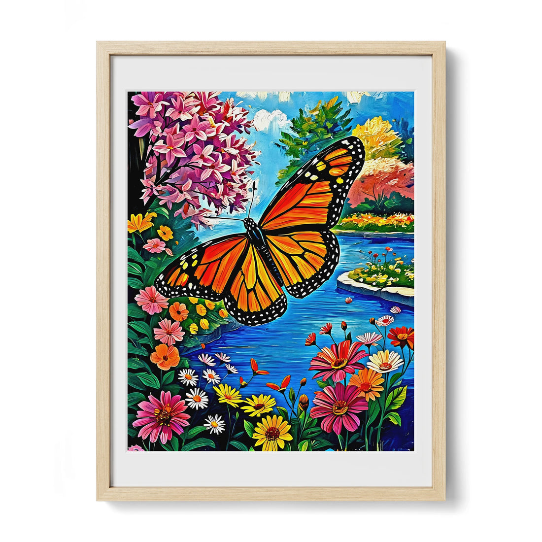Monarch Butterfly-Danaus Plexippus-Framed Paper Print-452255 Natural Premium Oak Mats Visual Wall Art Framed Print