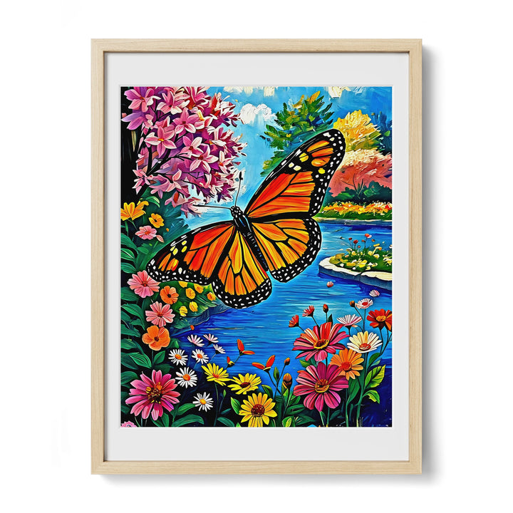 Monarch Butterfly-Danaus Plexippus-Framed Paper Print-452255 Natural Premium Oak Mats Visual Wall Art Framed Print