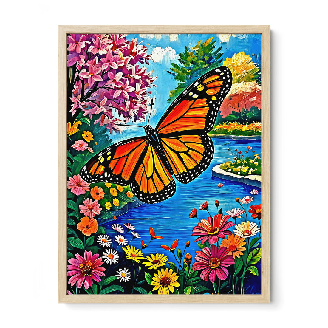 Monarch Butterfly-Danaus Plexippus-Framed Paper Print-452255 Natural Premium Oak No Mats Visual Wall Art Framed Print