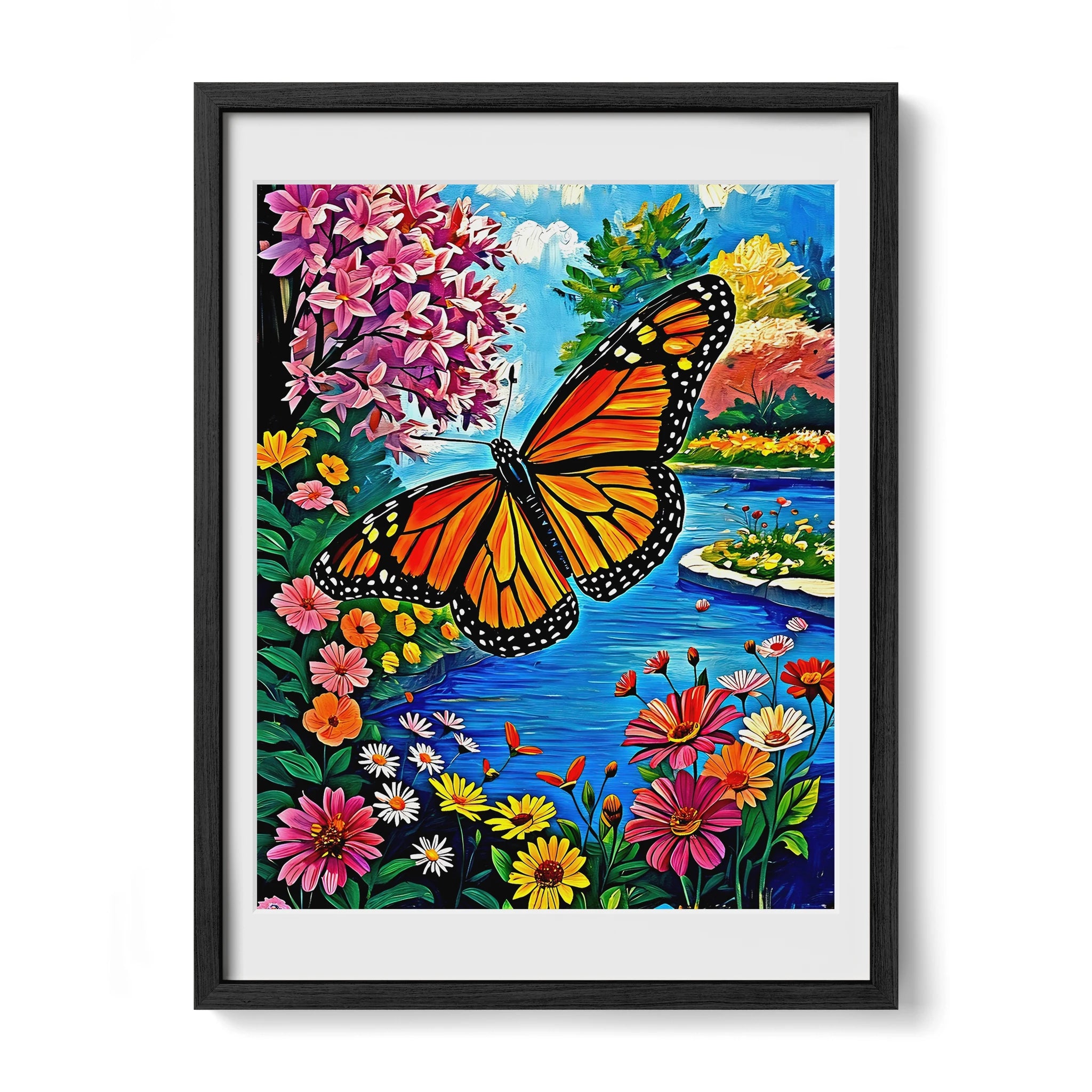 Monarch Butterfly-Danaus Plexippus-Framed Paper Print-452255 Black Premium Oak Mats Visual Wall Art Framed Print