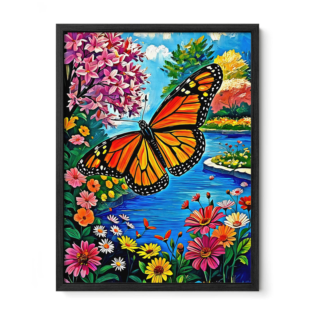 Monarch Butterfly-Danaus Plexippus-Framed Paper Print-452255 Black Premium Oak No Mats Visual Wall Art Framed Print