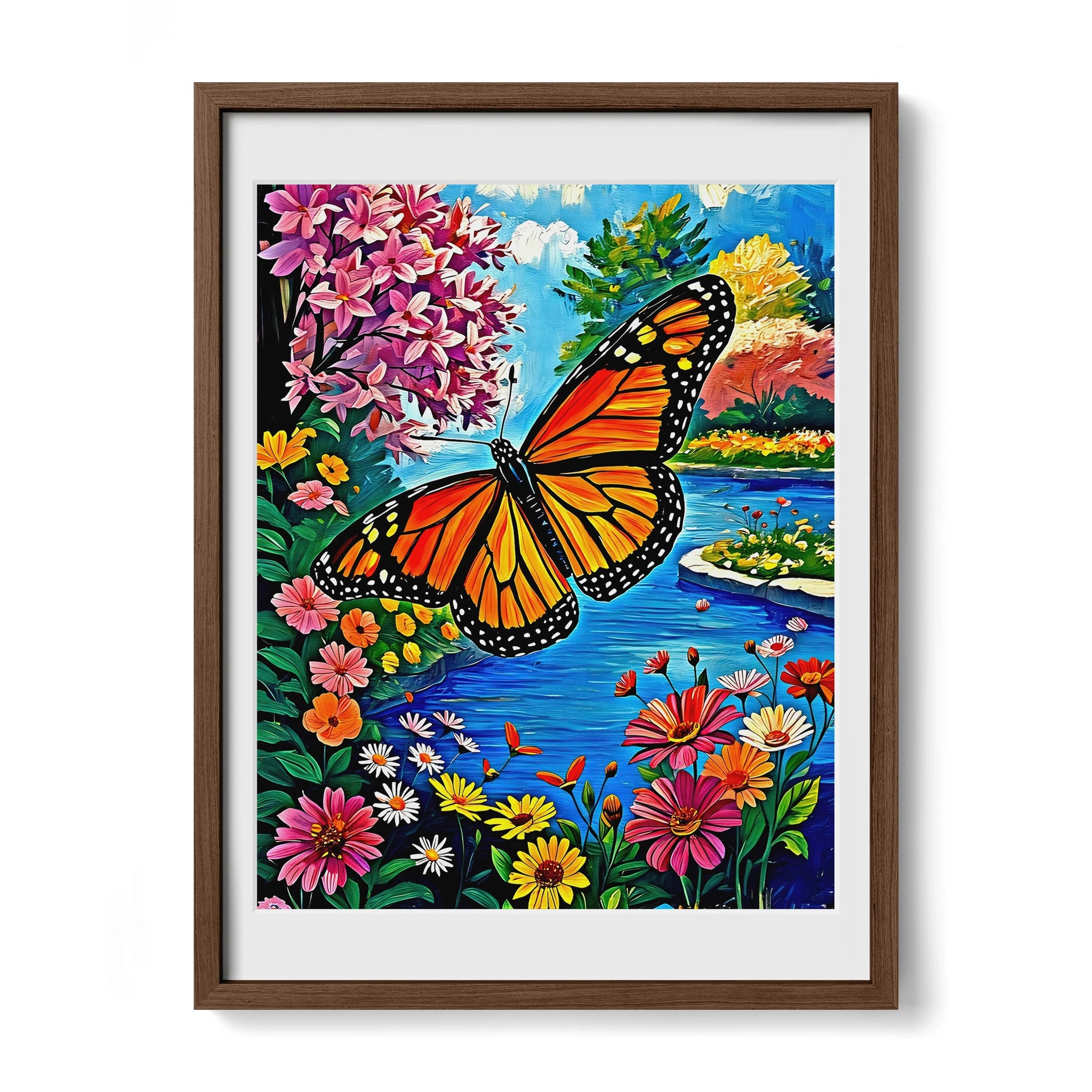 Monarch Butterfly-Danaus Plexippus-Framed Paper Print-452255 Walnut Premium Oak Mats Visual Wall Art Framed Print