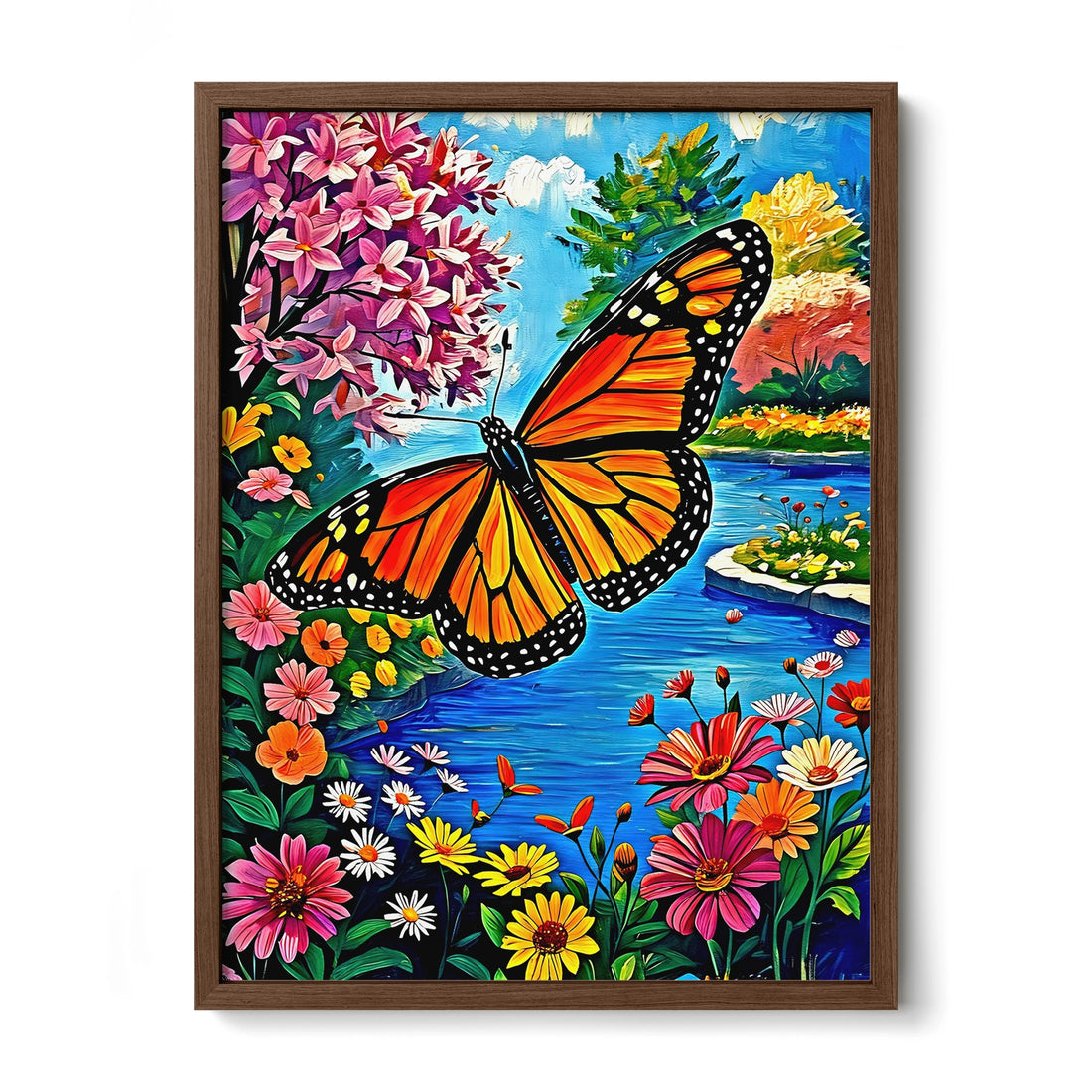 Monarch Butterfly-Danaus Plexippus-Framed Paper Print-452255 Walnut Premium Oak No Mats Visual Wall Art Framed Print