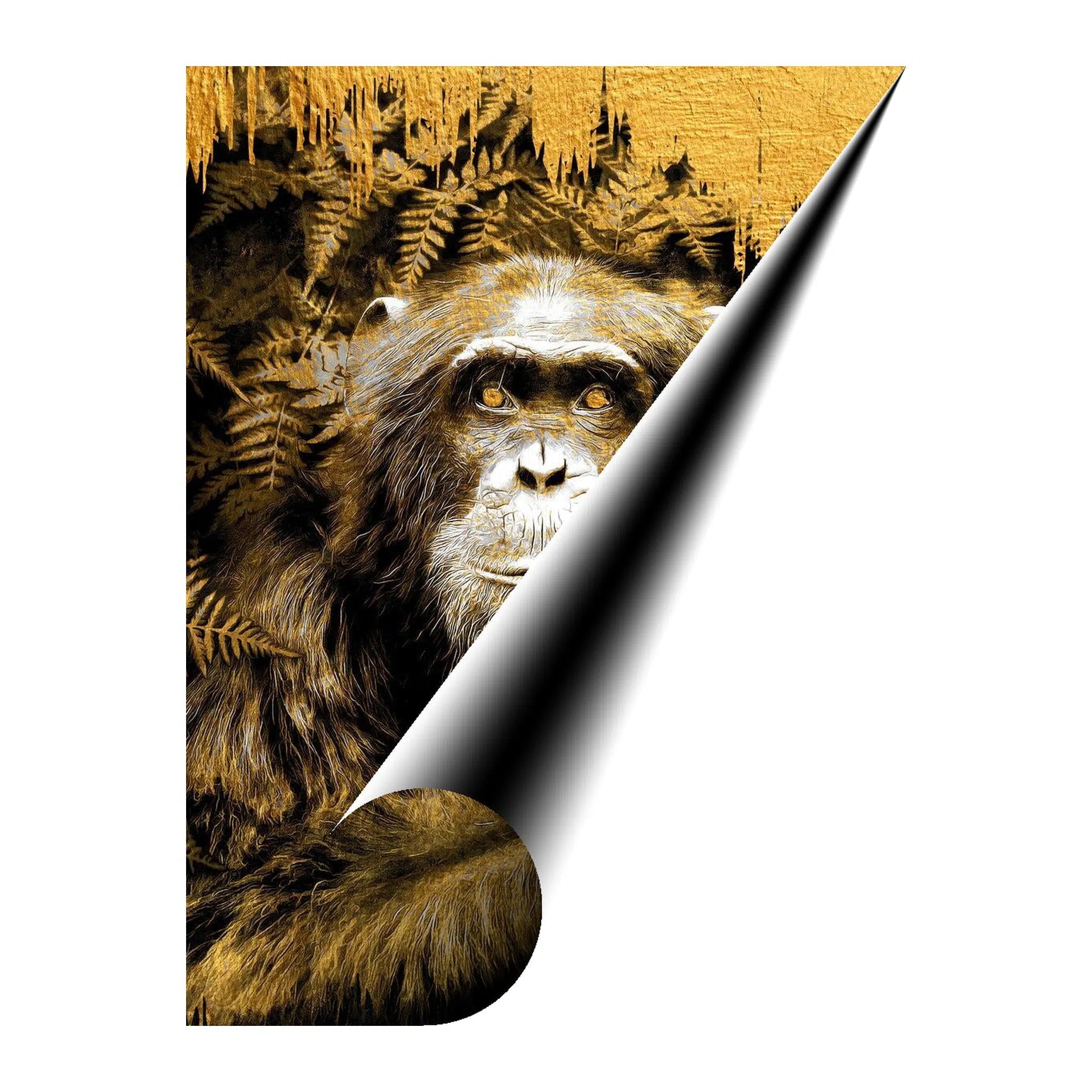 Monkey Portrait Gold Giclée Print 34911 Giclée Fine Art Matte Paper Print Visual Wall Art