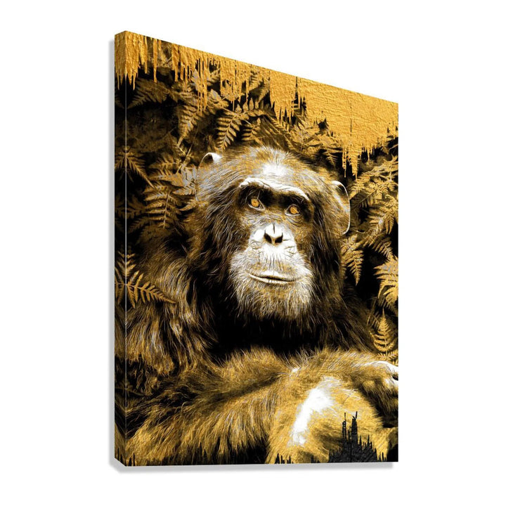 Monkey Portrait Gold Giclee Print 34911 Giclée Stretched Canvas Print Pictorem.com