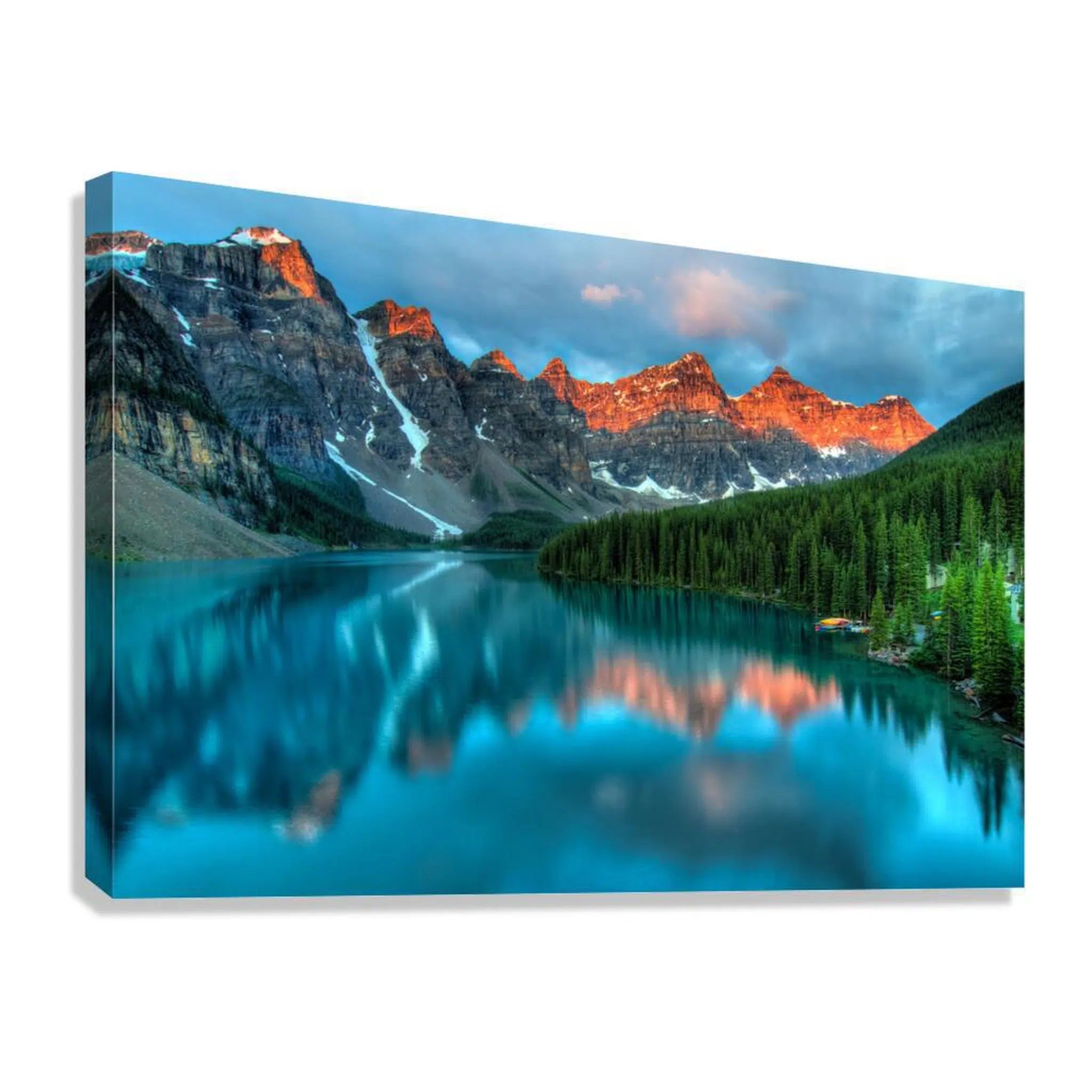 Moraine Lake Sunset Landscape Giclée Print 32642 Giclée Stretched Canvas Print Visual Wall Art