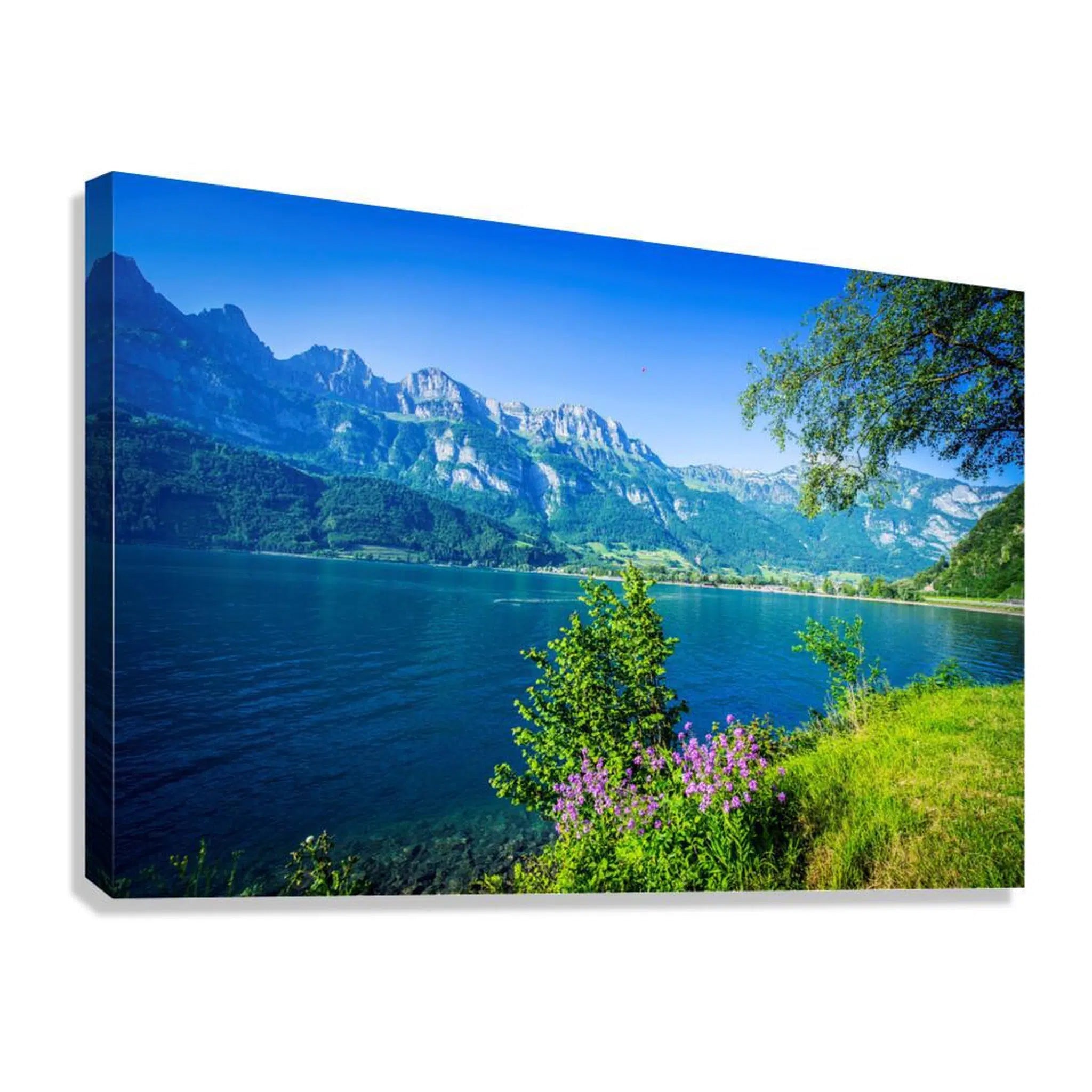 Mountain Lake Landscape Giclée Print 32643 Giclée Stretched Canvas Print Visual Wall Art