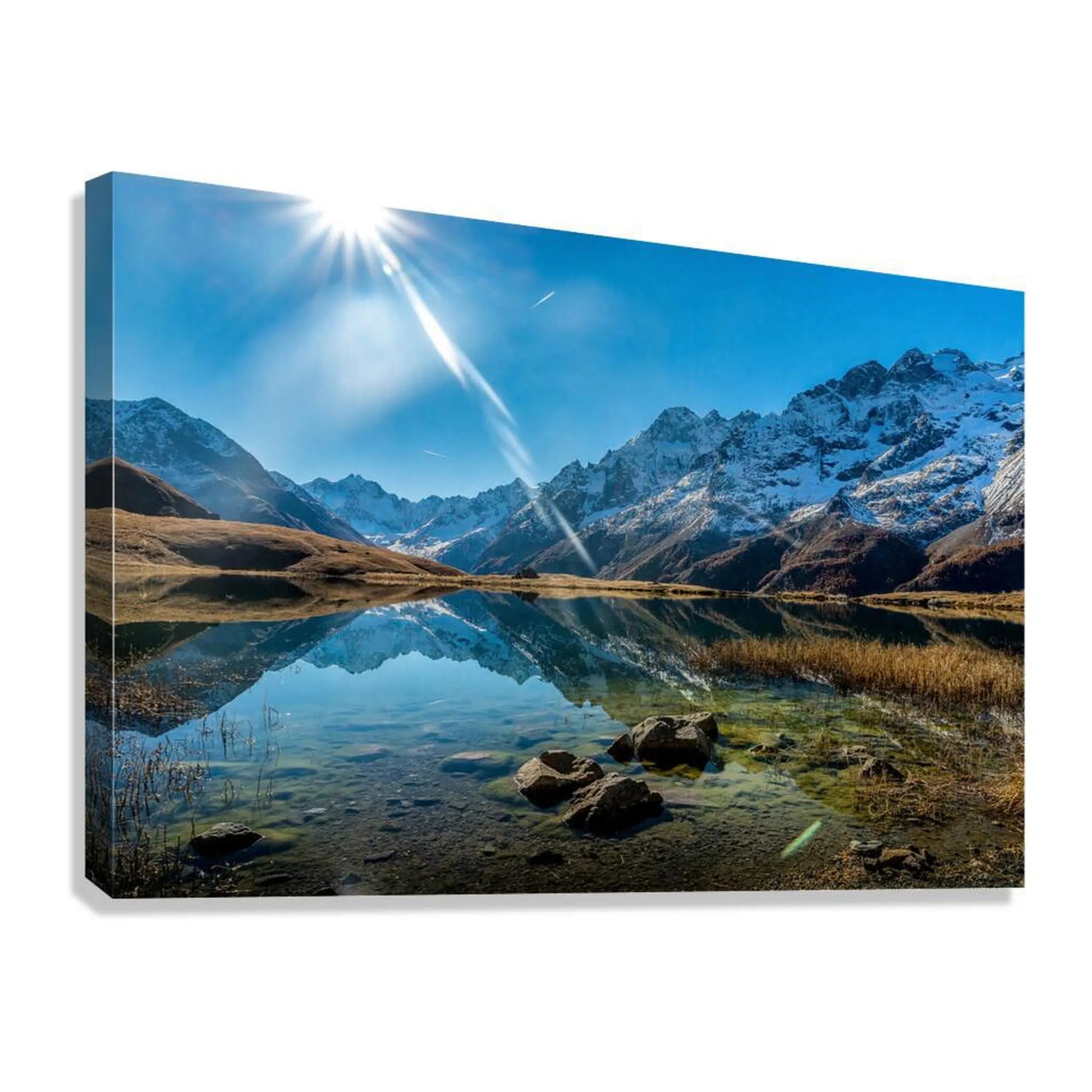 Mountain Reflection Landscape Giclée Print 32659 Giclée Stretched Canvas Print Visual Wall Art