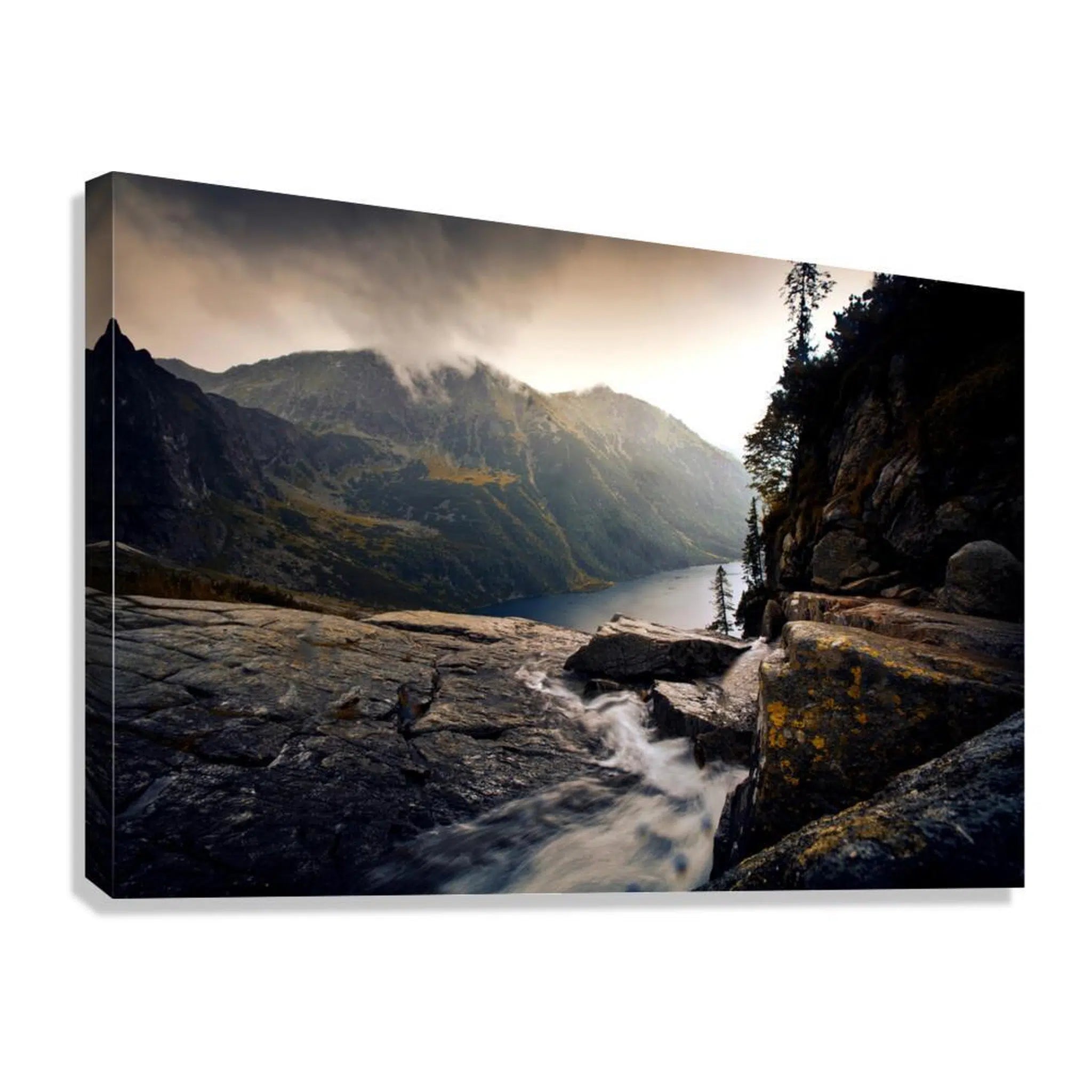 Mountain Stream Waterfall Giclée Print 32600 Giclée Stretched Canvas Print Visual Wall Art