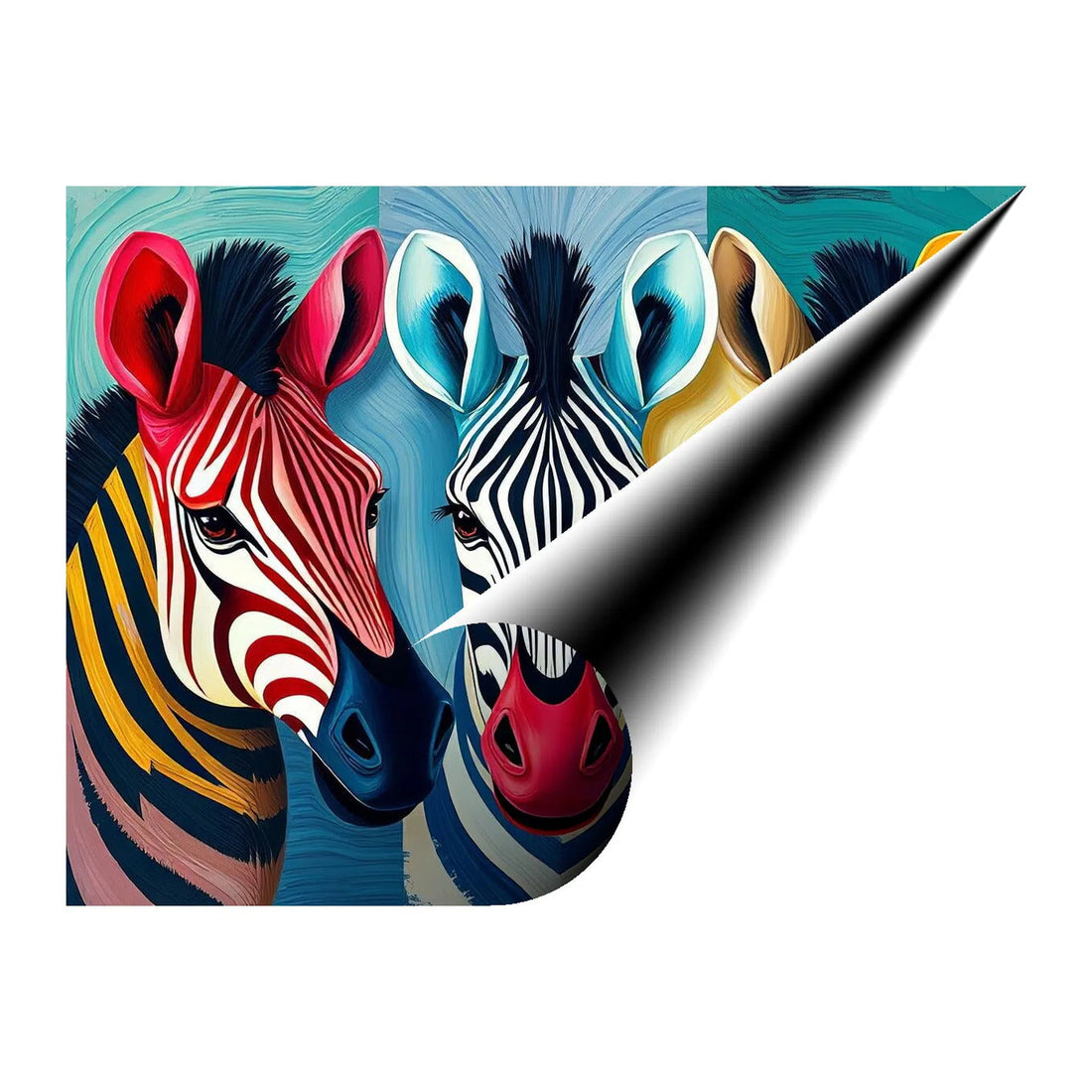 Multicolored Zebras Giclee Print 43140 Giclée Rolled Canvas Print Pictorem.com