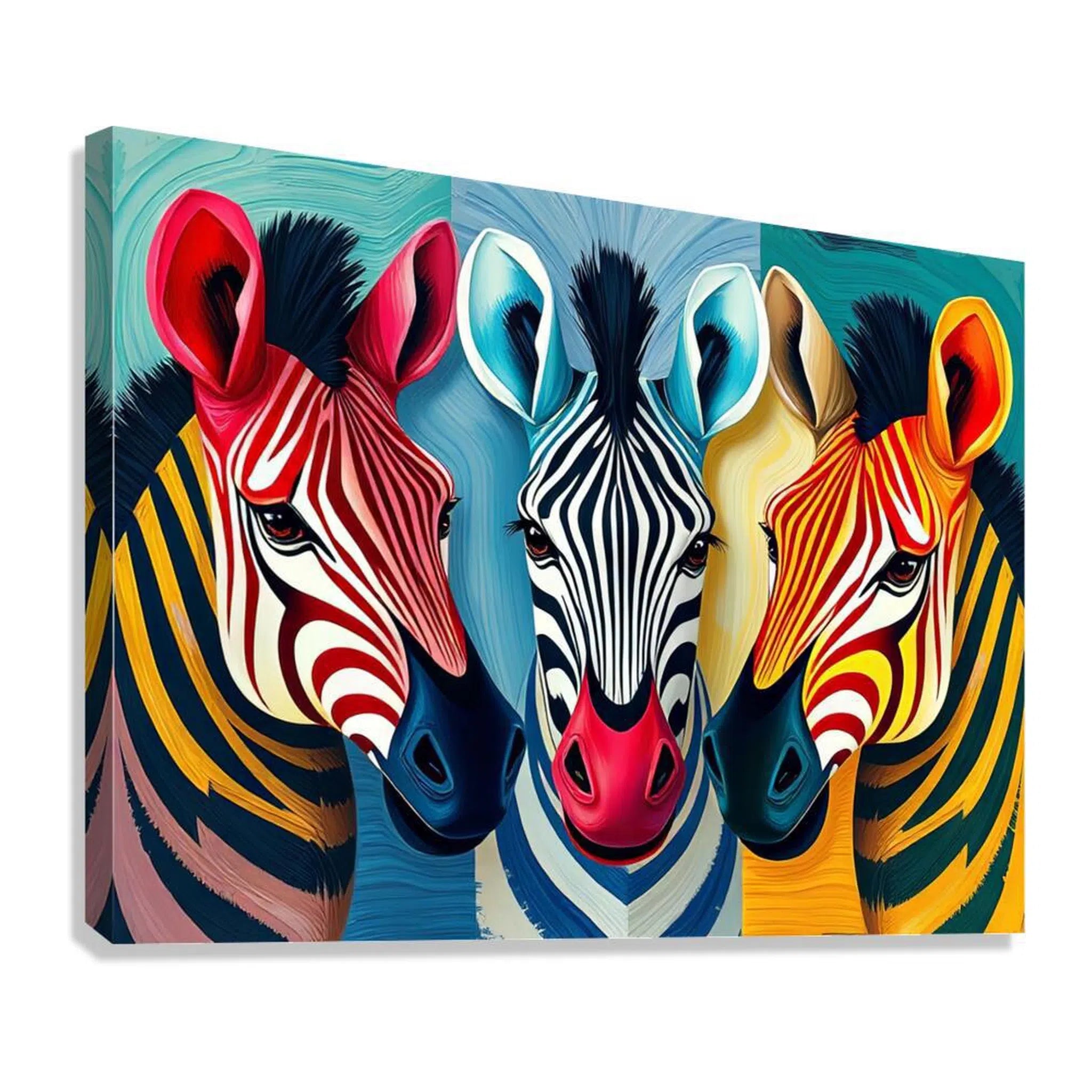 Multicolored Zebras Giclée Print 43140 Giclée Stretched Canvas Print Visual Wall Art