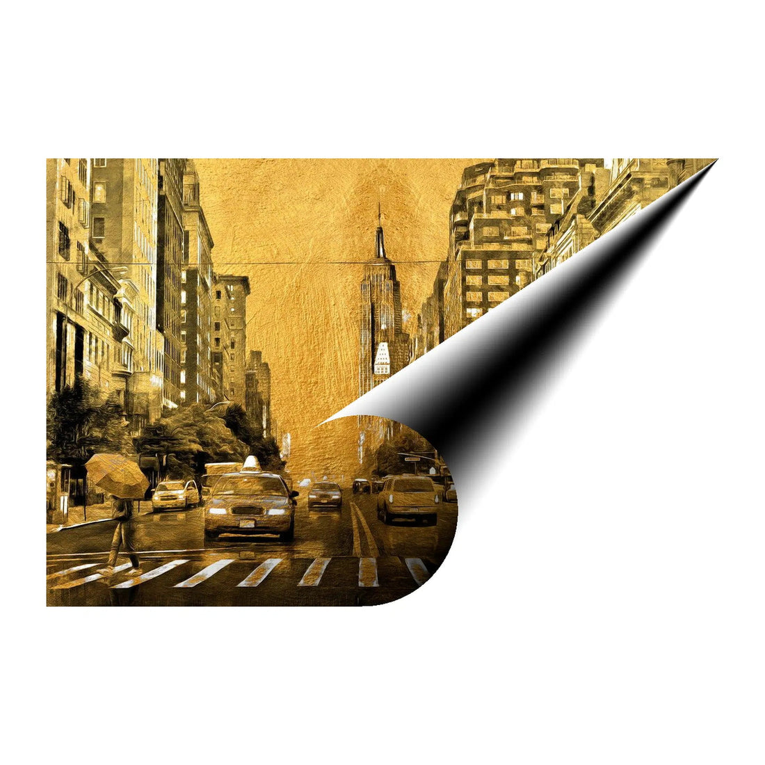 NY City Gold Giclee Print 32917 Giclée Rolled Canvas Print Pictorem.com