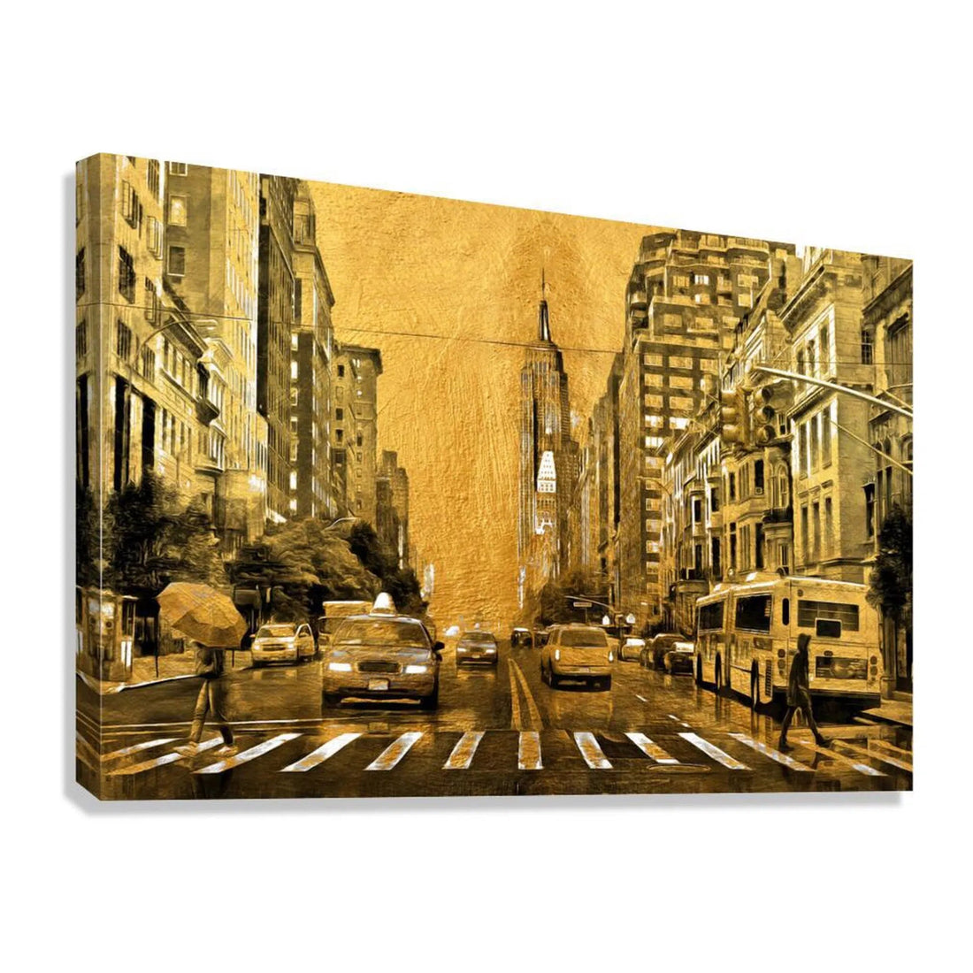 NY City Gold Giclee Print 32917 Giclée Stretched Canvas Print Pictorem.com