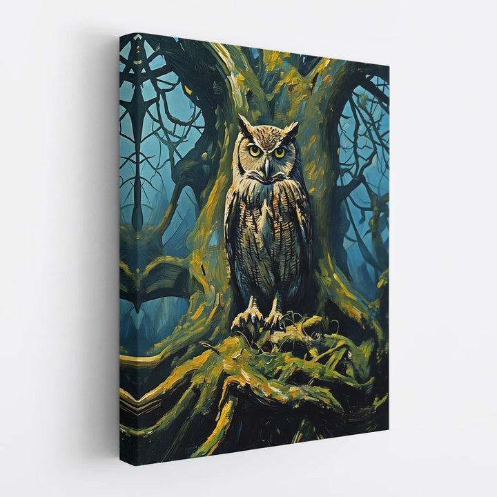 Nocturnal Gaze Owl Tree Night Giclée Print 454633 Visual Wall Art AR3:4V-AR4:5V Giclée Print