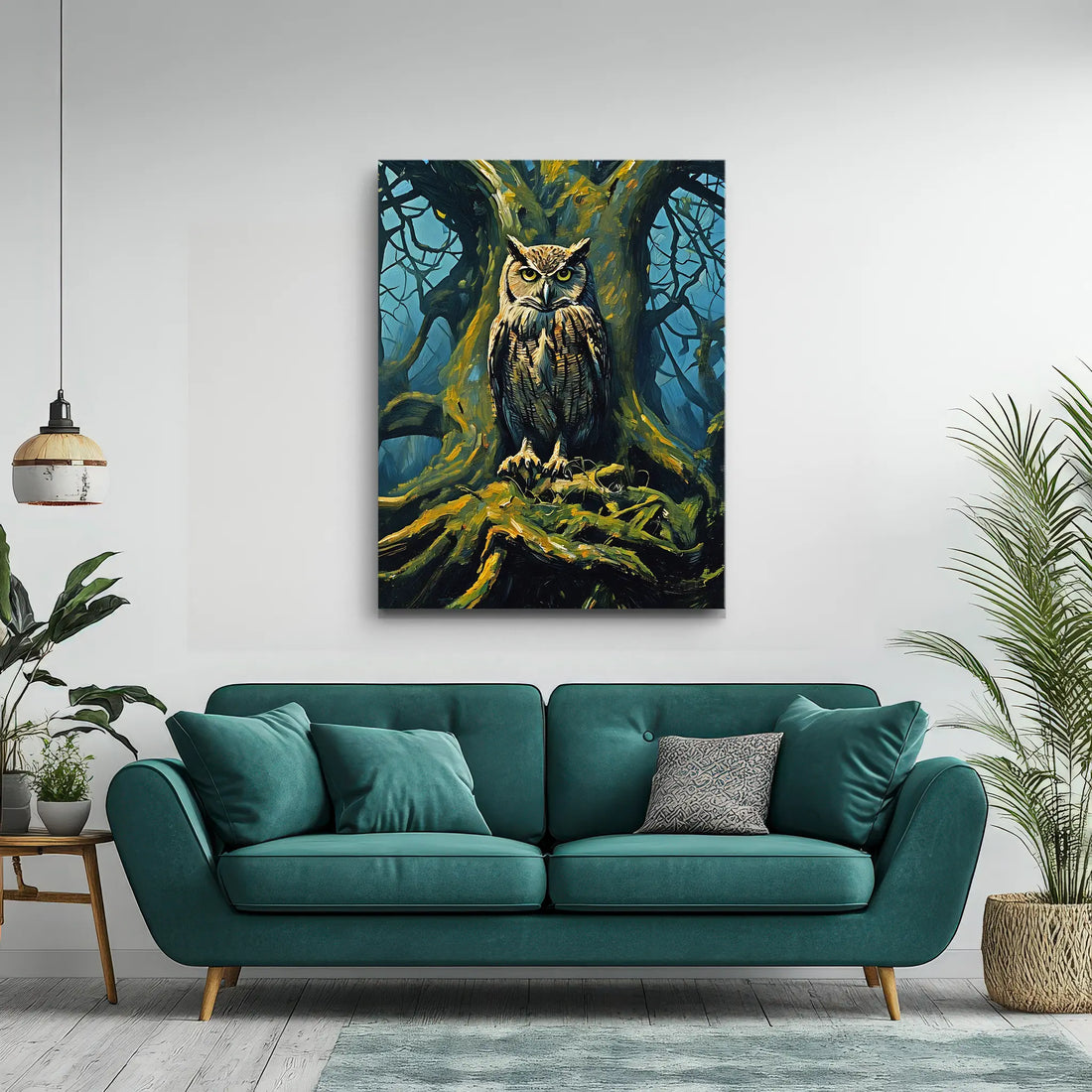 Nocturnal Gaze Owl Tree Night Giclée Print 454633 Visual Wall Art AR3:4V-AR4:5V Giclée Print