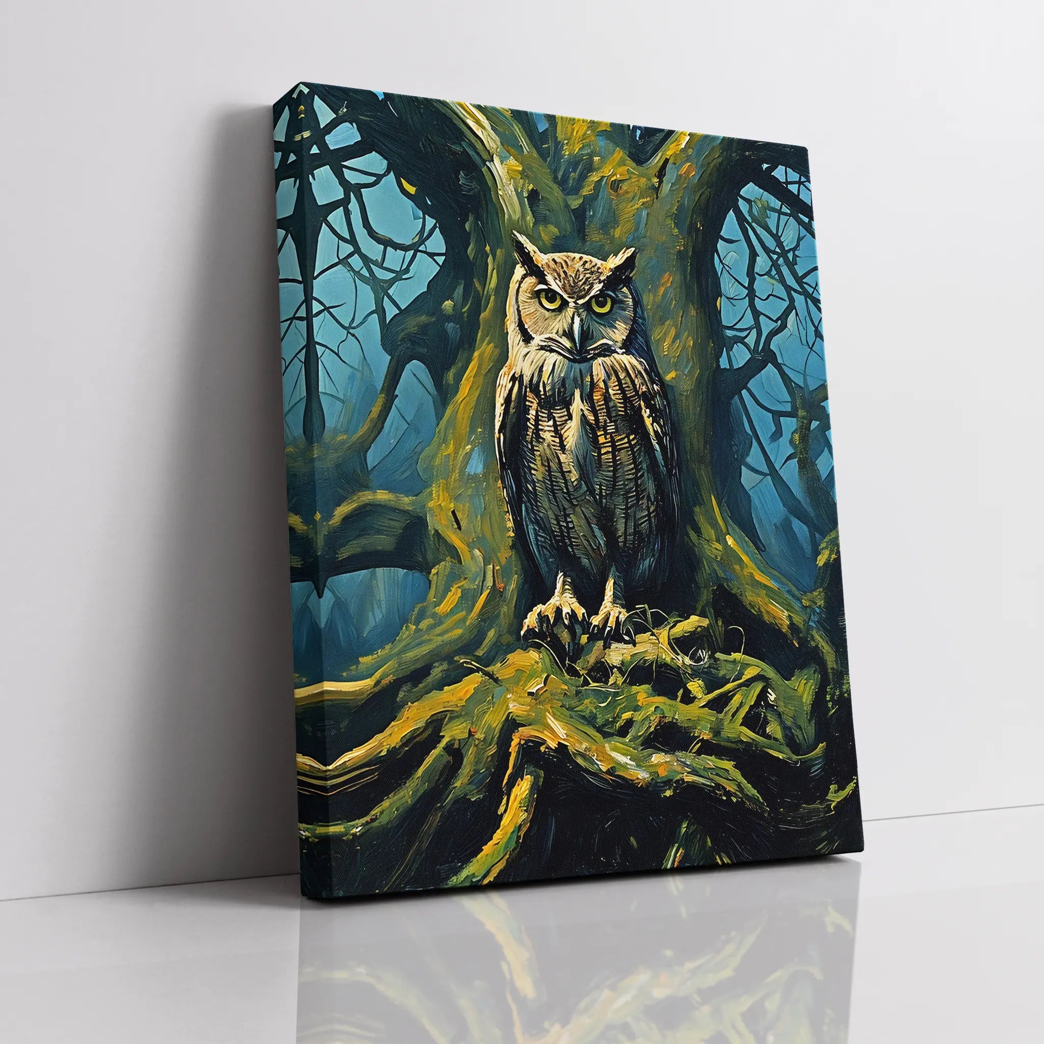 Nocturnal Gaze Owl Tree Night Giclée Print 454633 Visual Wall Art AR3:4V-AR4:5V Giclée Print