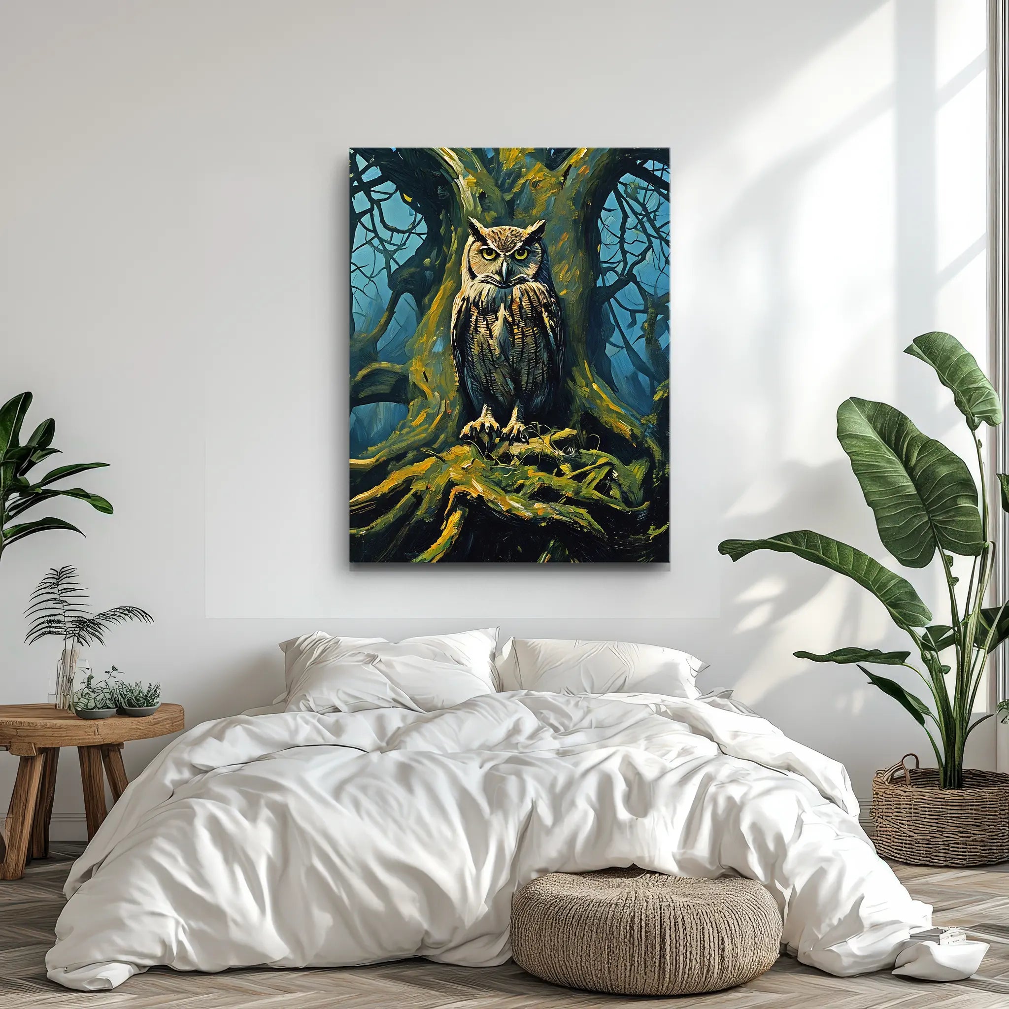 Nocturnal Gaze Owl Tree Night Giclée Print 454633 Visual Wall Art AR3:4V-AR4:5V Giclée Print