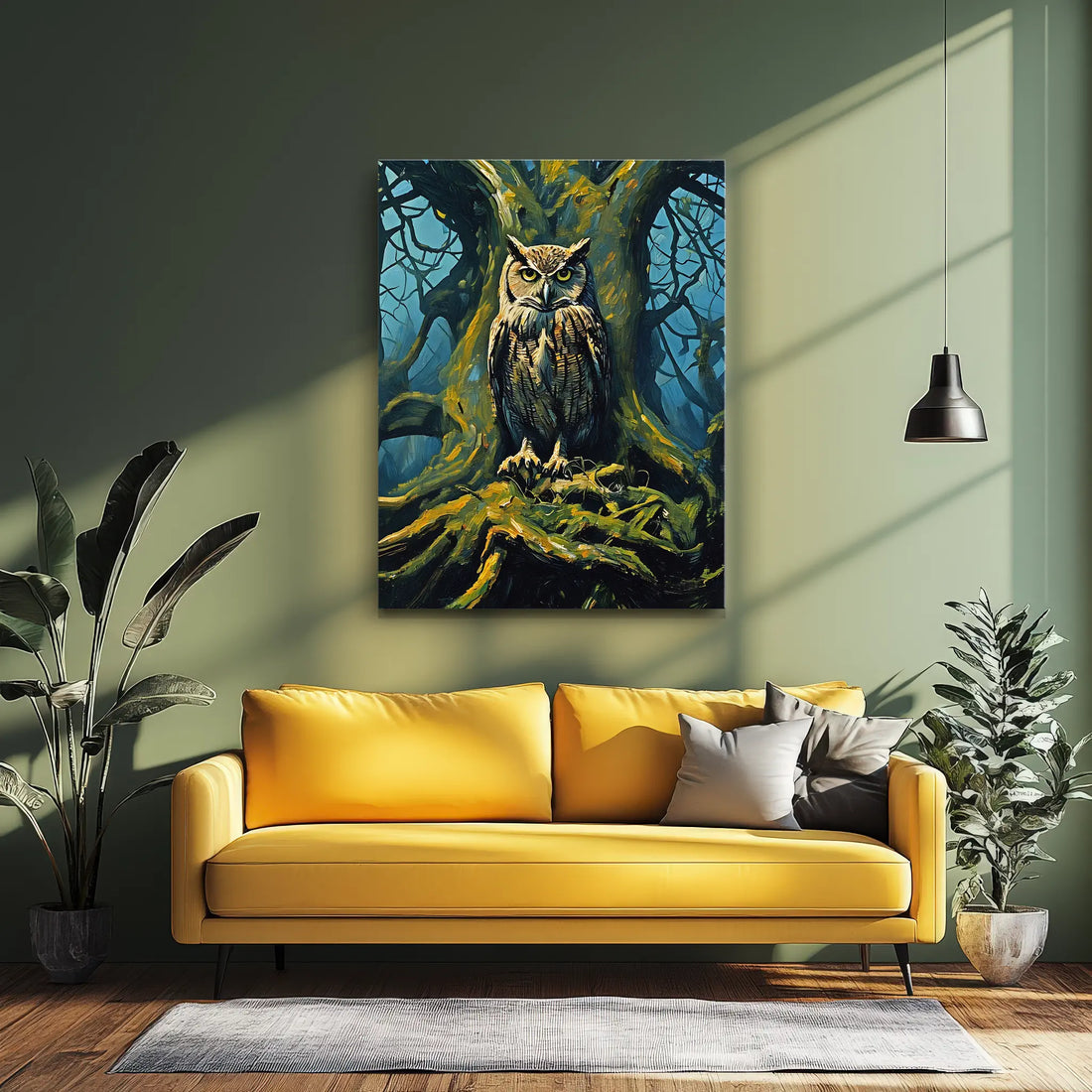 Nocturnal Gaze Owl Tree Night Giclée Print 454633 Visual Wall Art AR3:4V-AR4:5V Giclée Print