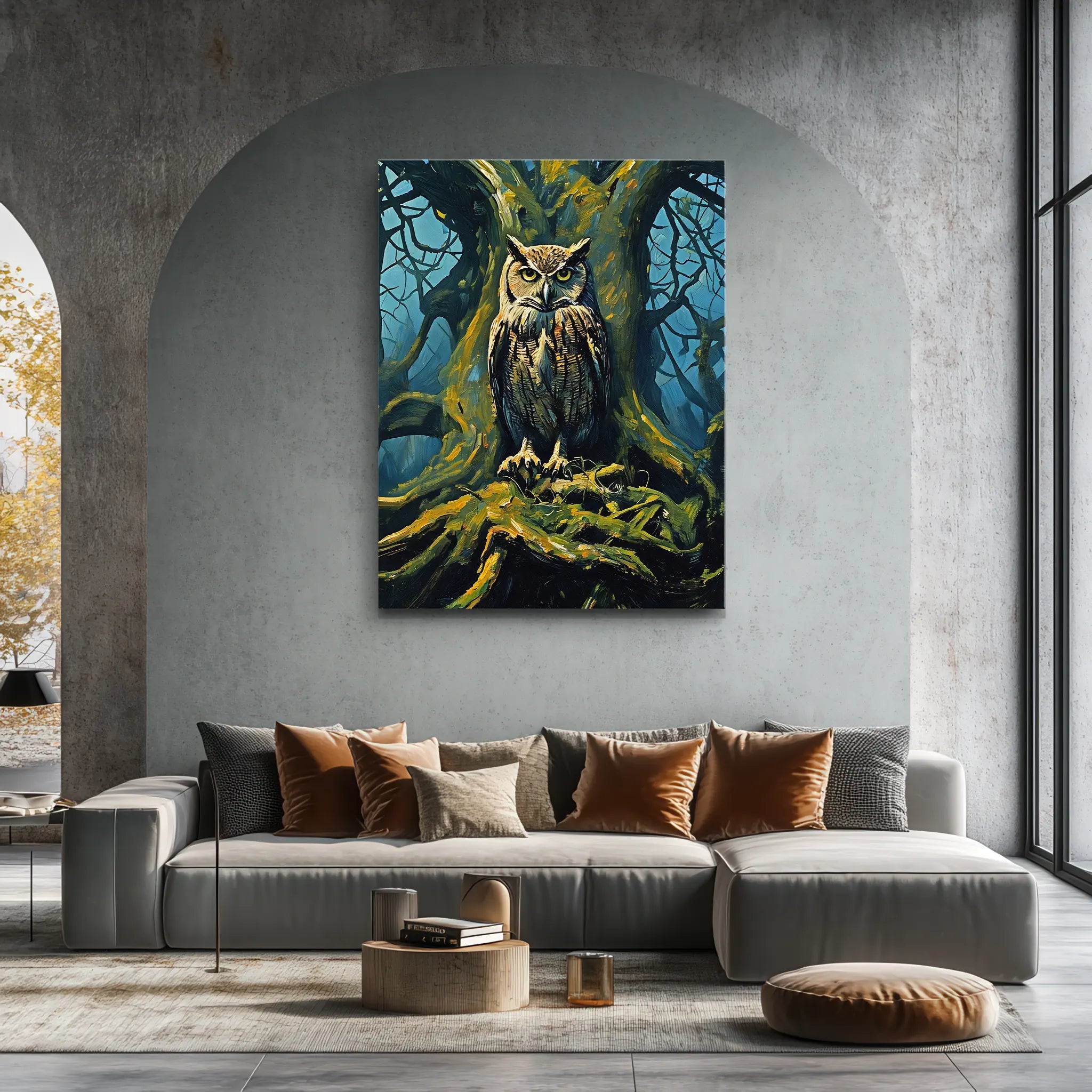 Nocturnal Gaze Owl Tree Night Giclée Print 454633 Visual Wall Art AR3:4V-AR4:5V Giclée Print