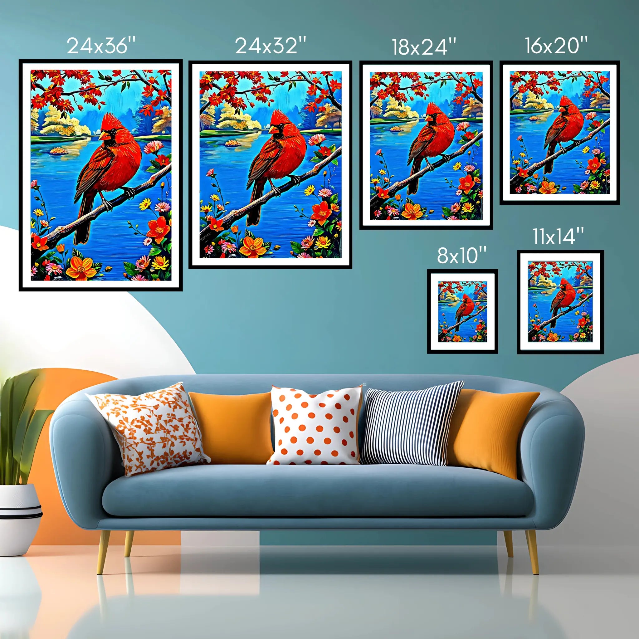 Northern Cardinal Cardinalis Cardinal-Framed Paper Print-452225 Visual Wall Art Framed Print