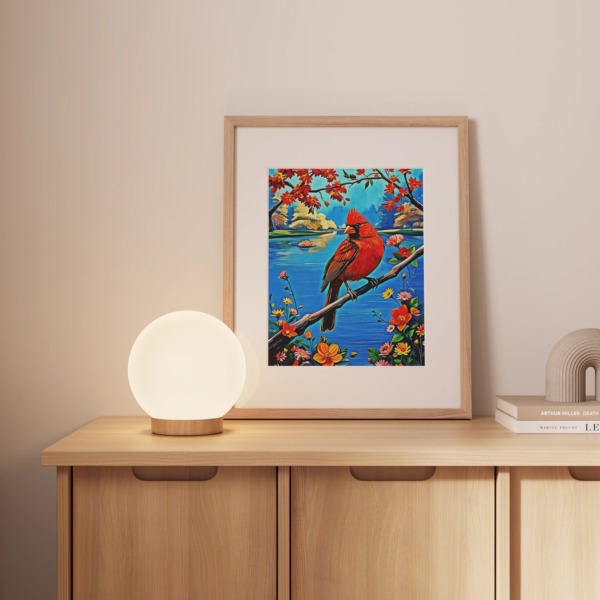 Northern Cardinal Cardinalis Cardinal-Framed Paper Print-452225 Visual Wall Art Framed Print