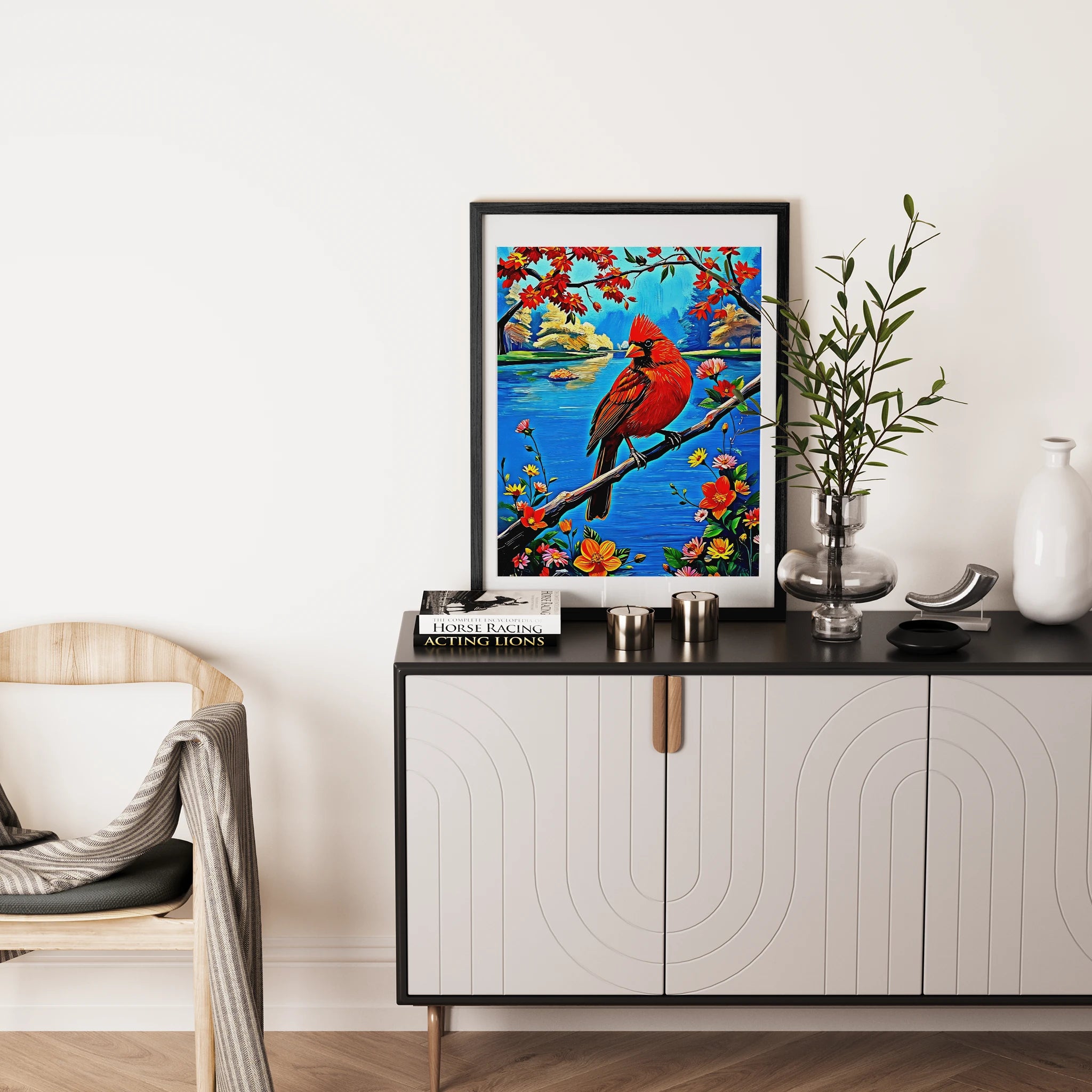 Northern Cardinal Cardinalis Cardinal-Framed Paper Print-452225 Visual Wall Art Framed Print