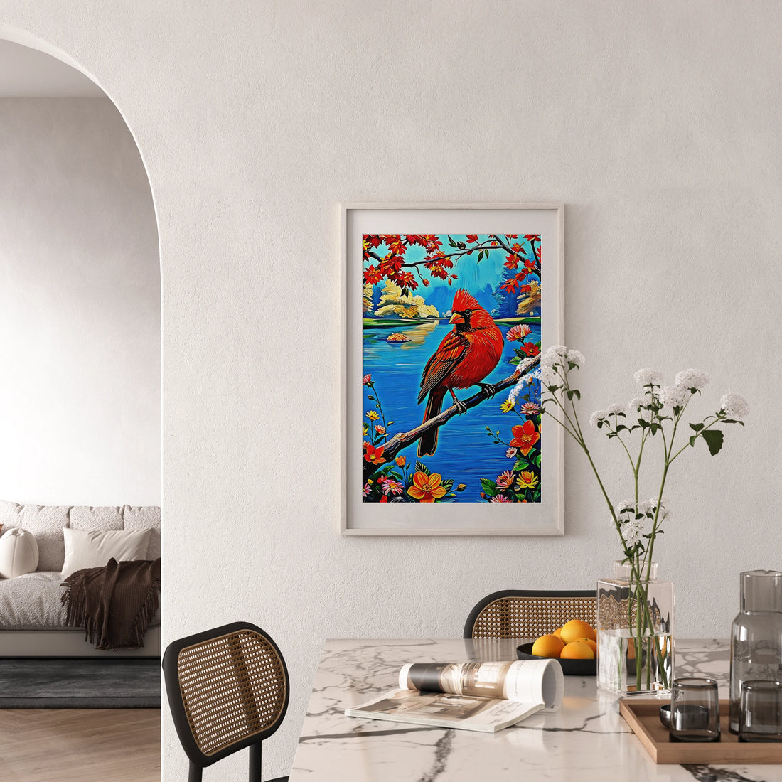 Northern Cardinal Cardinalis Cardinal-Framed Paper Print-452225 Visual Wall Art Framed Print