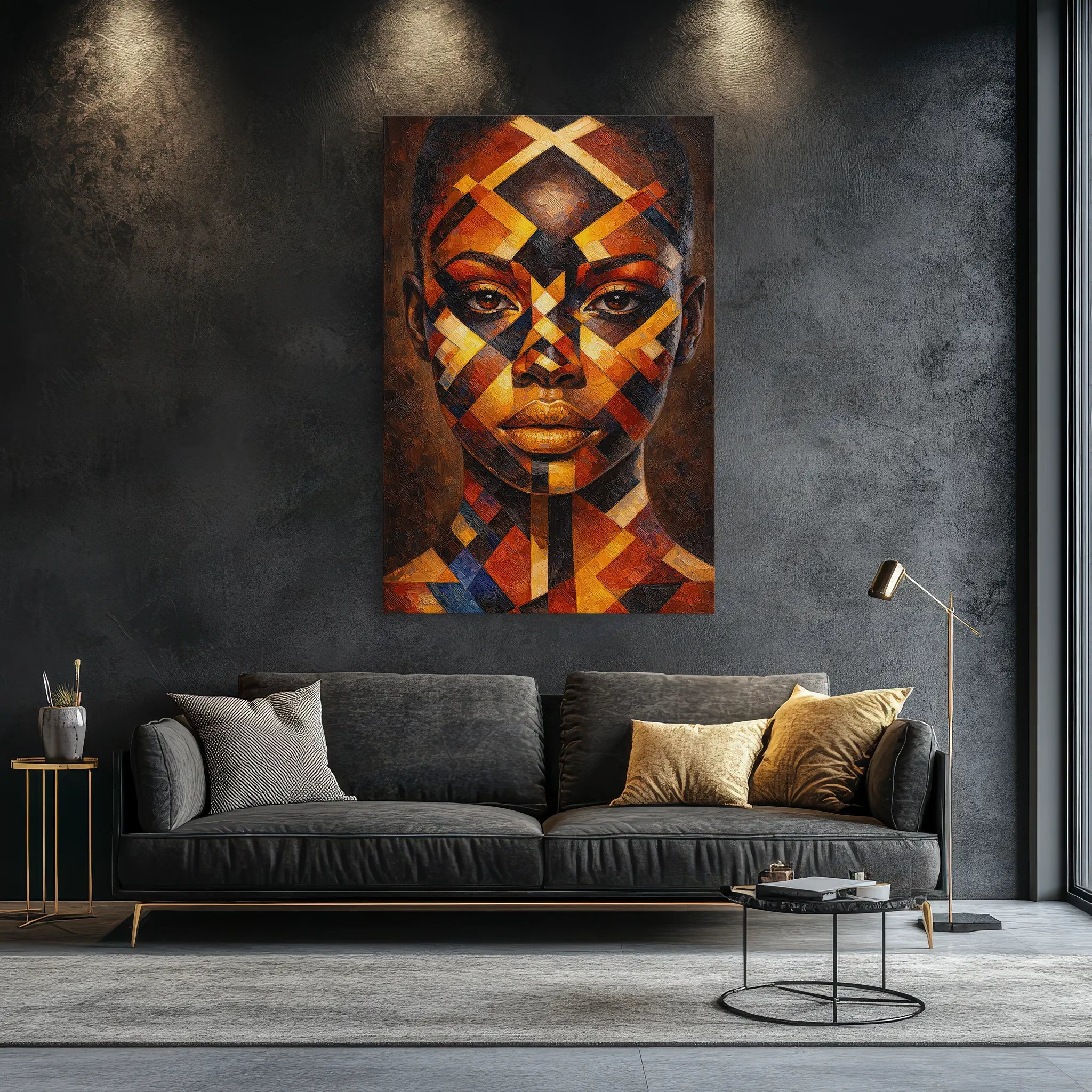 Obsidian and Gold Tribal Geometry Giclée Print 235011 Visual Wall Art AR2:3V Giclée Print