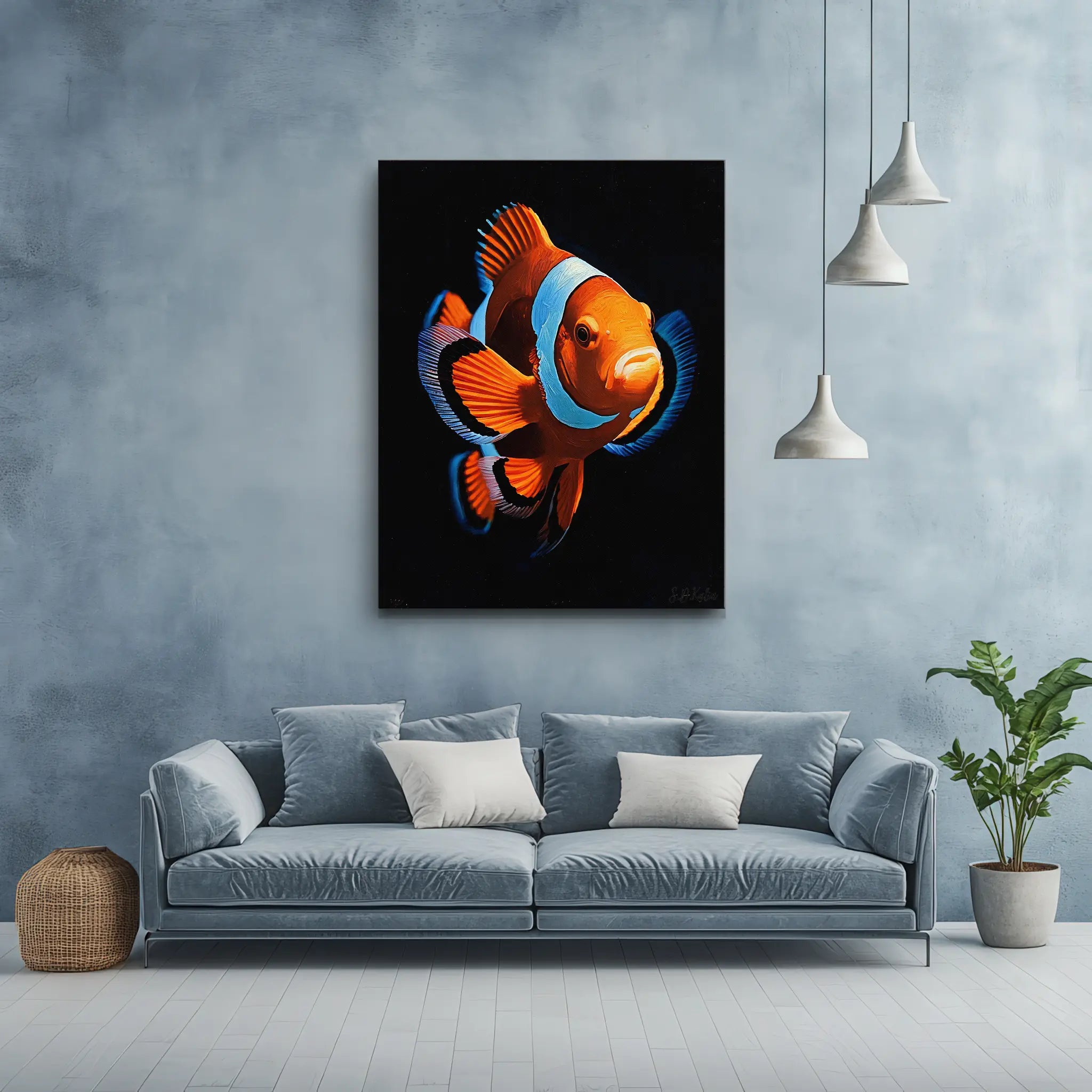 Orange And Blue Tropical Clownfish Giclée Print 451016 Visual Wall Art AR3:4V-AR4:5V Giclée Print
