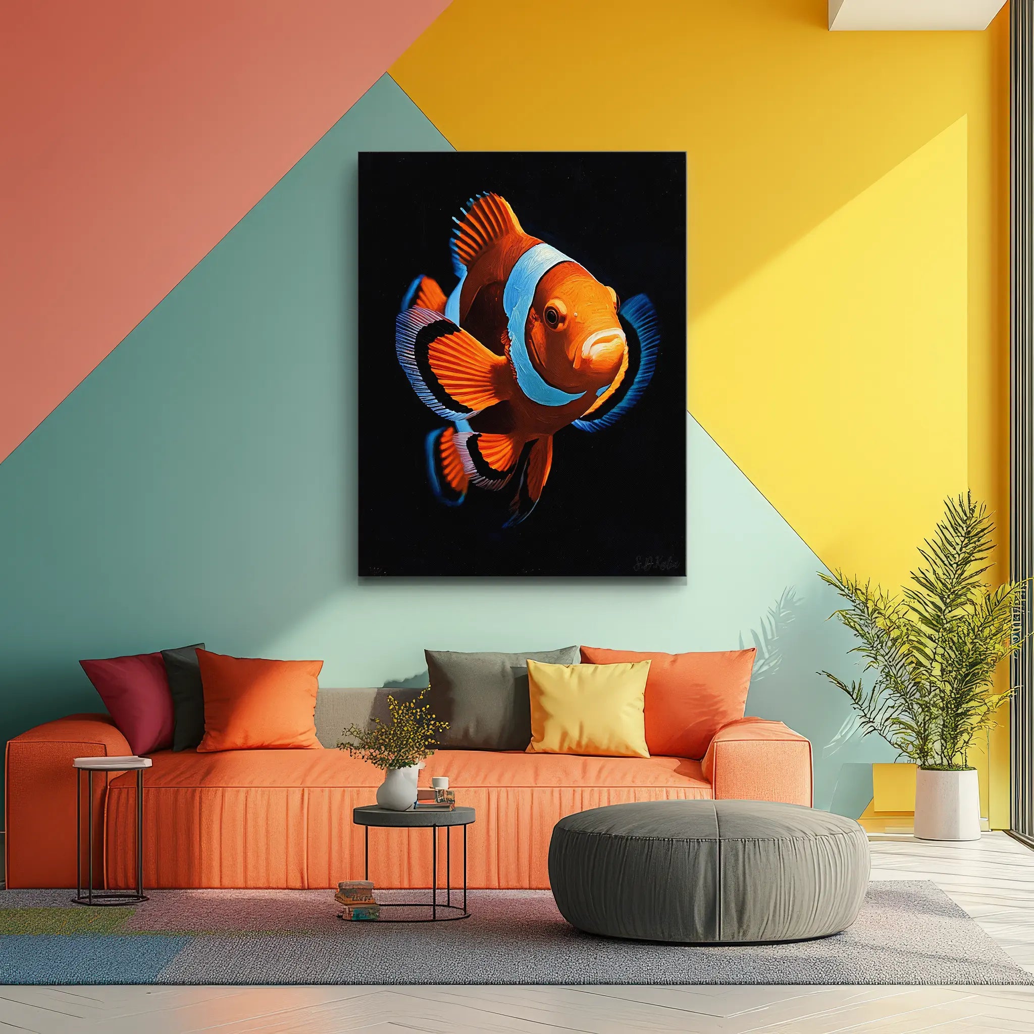 Orange And Blue Tropical Clownfish Giclée Print 451016 Visual Wall Art AR3:4V-AR4:5V Giclée Print