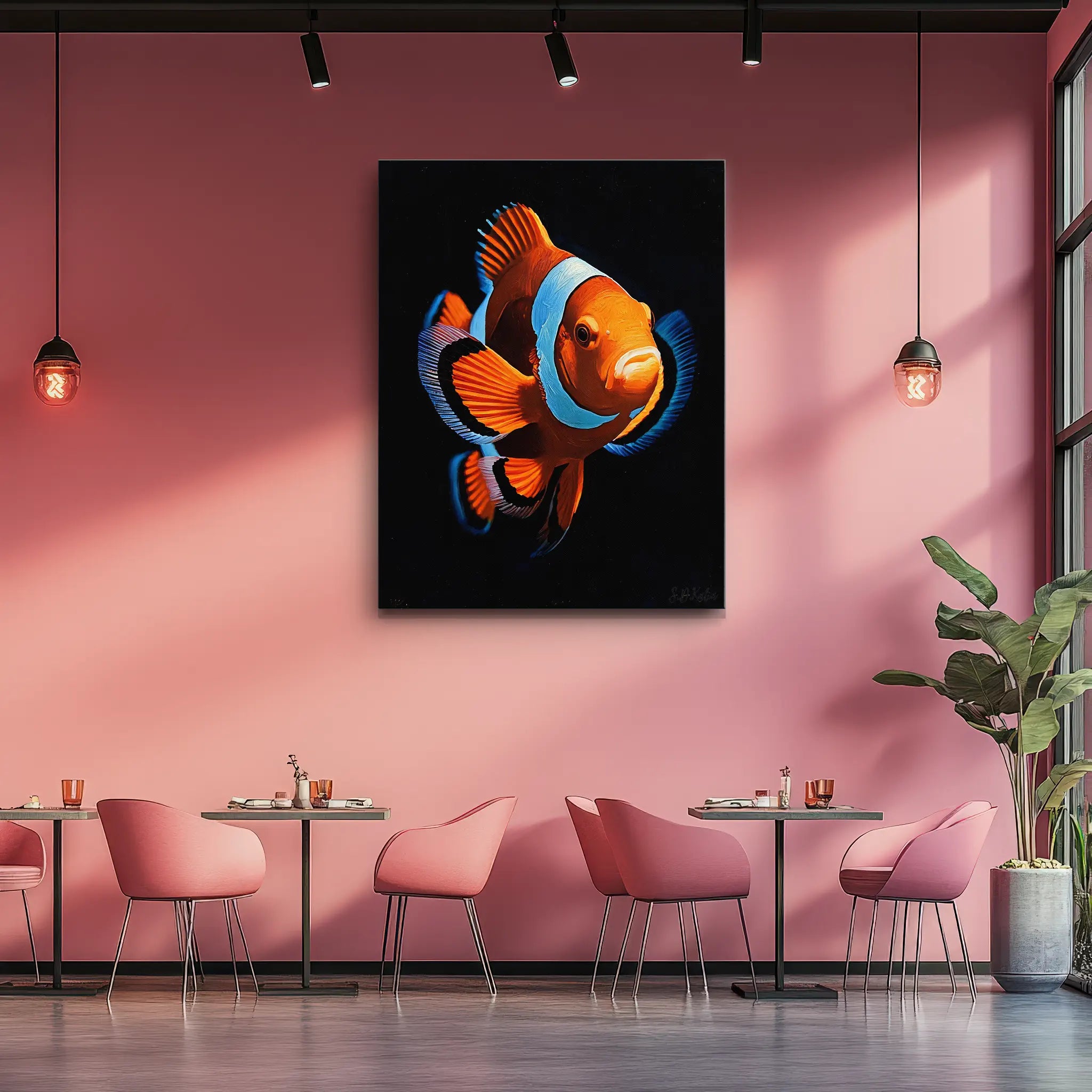 Orange And Blue Tropical Clownfish Giclée Print 451016 Visual Wall Art AR3:4V-AR4:5V Giclée Print