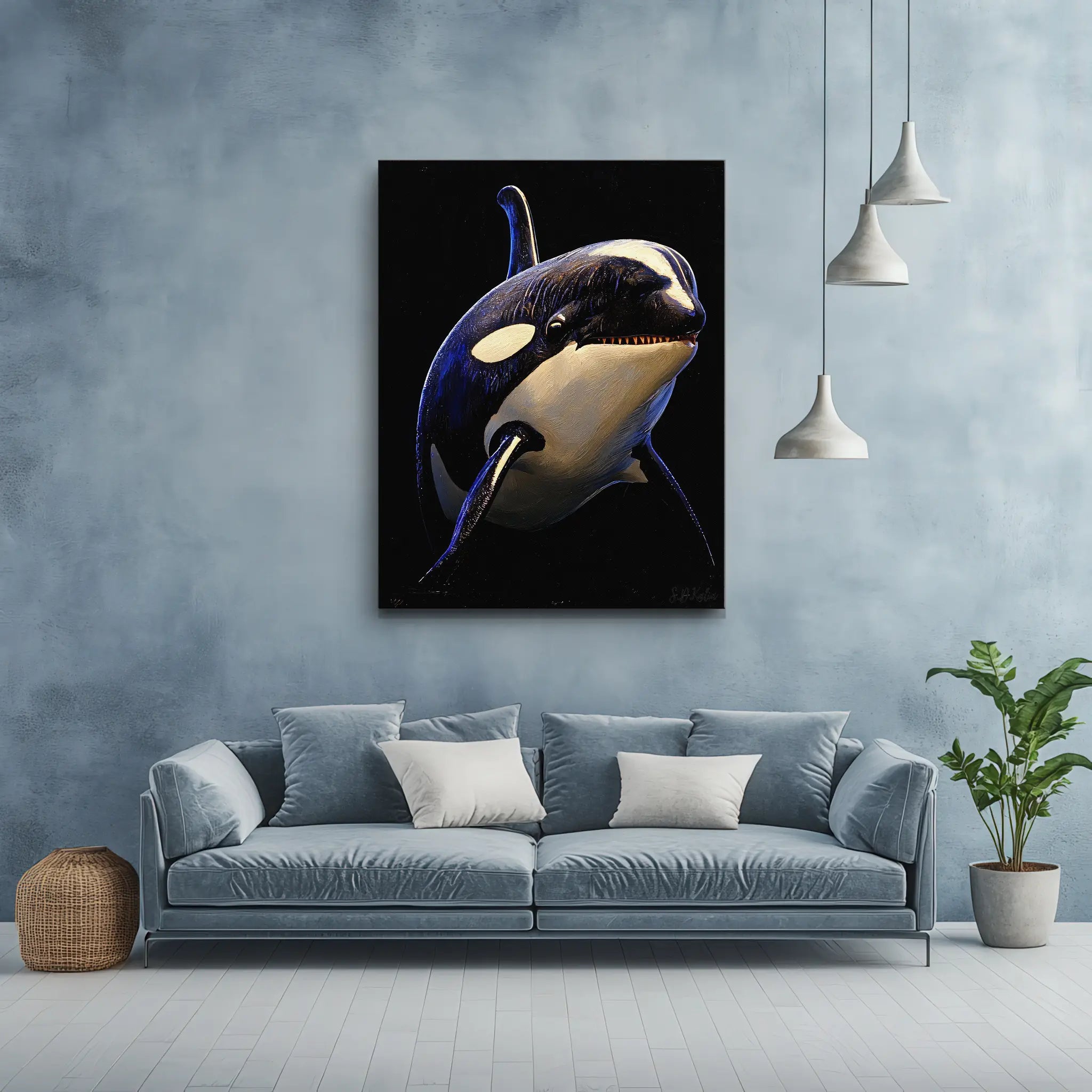 Orca Killer Whale Monochrome Giclée Print 451017 Visual Wall Art AR3:4V-AR4:5V Giclée Print