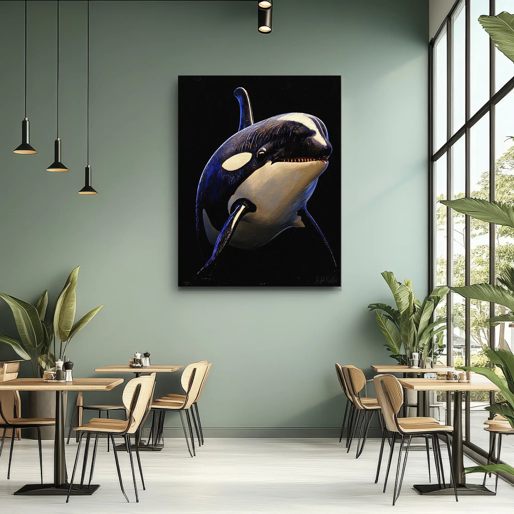 Orca Killer Whale Monochrome Giclée Print 451017 Visual Wall Art AR3:4V-AR4:5V Giclée Print