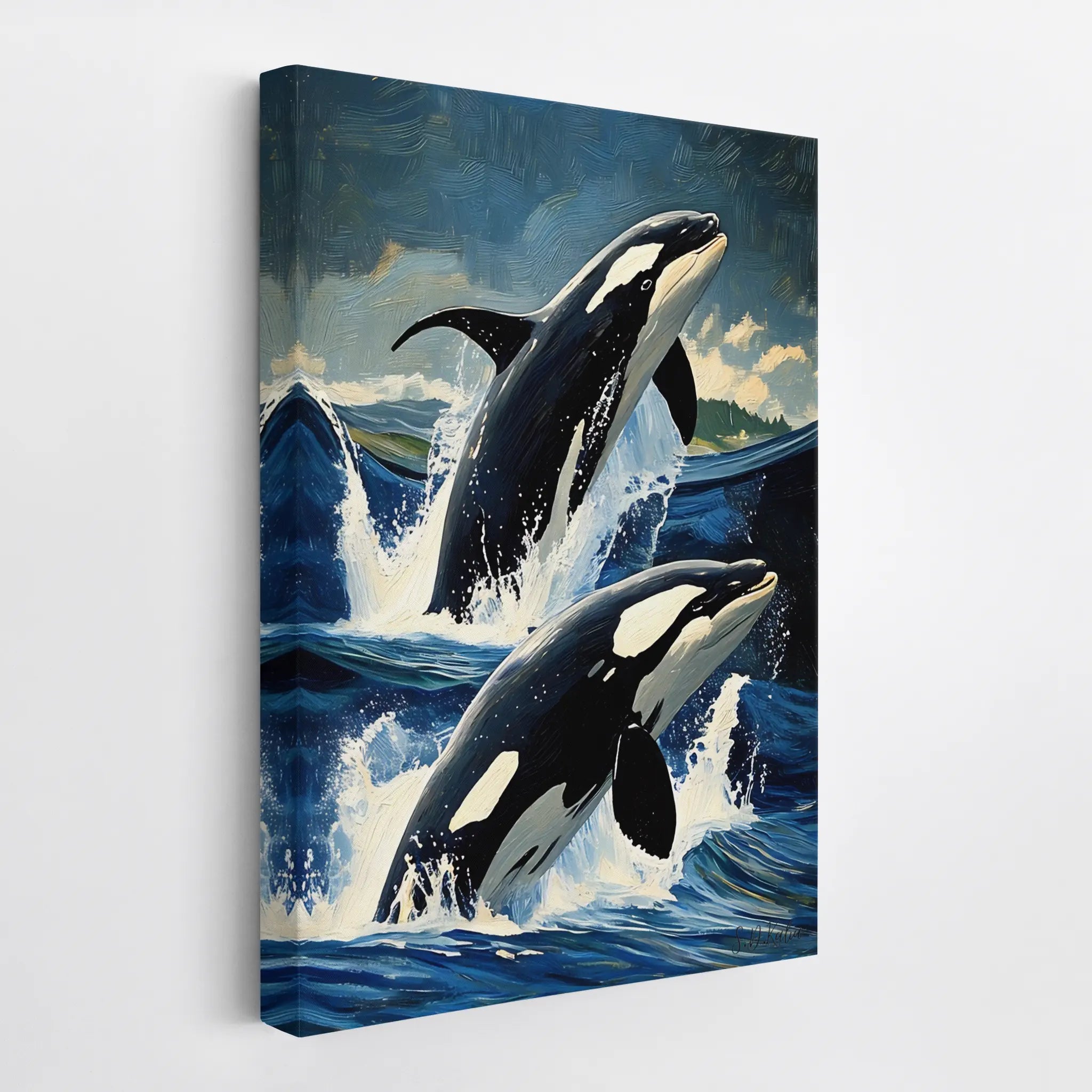 Orca Pair Jumping Waves Killer Whale Giclée Print 231034 Visual Wall Art AR2:3V Giclée Print