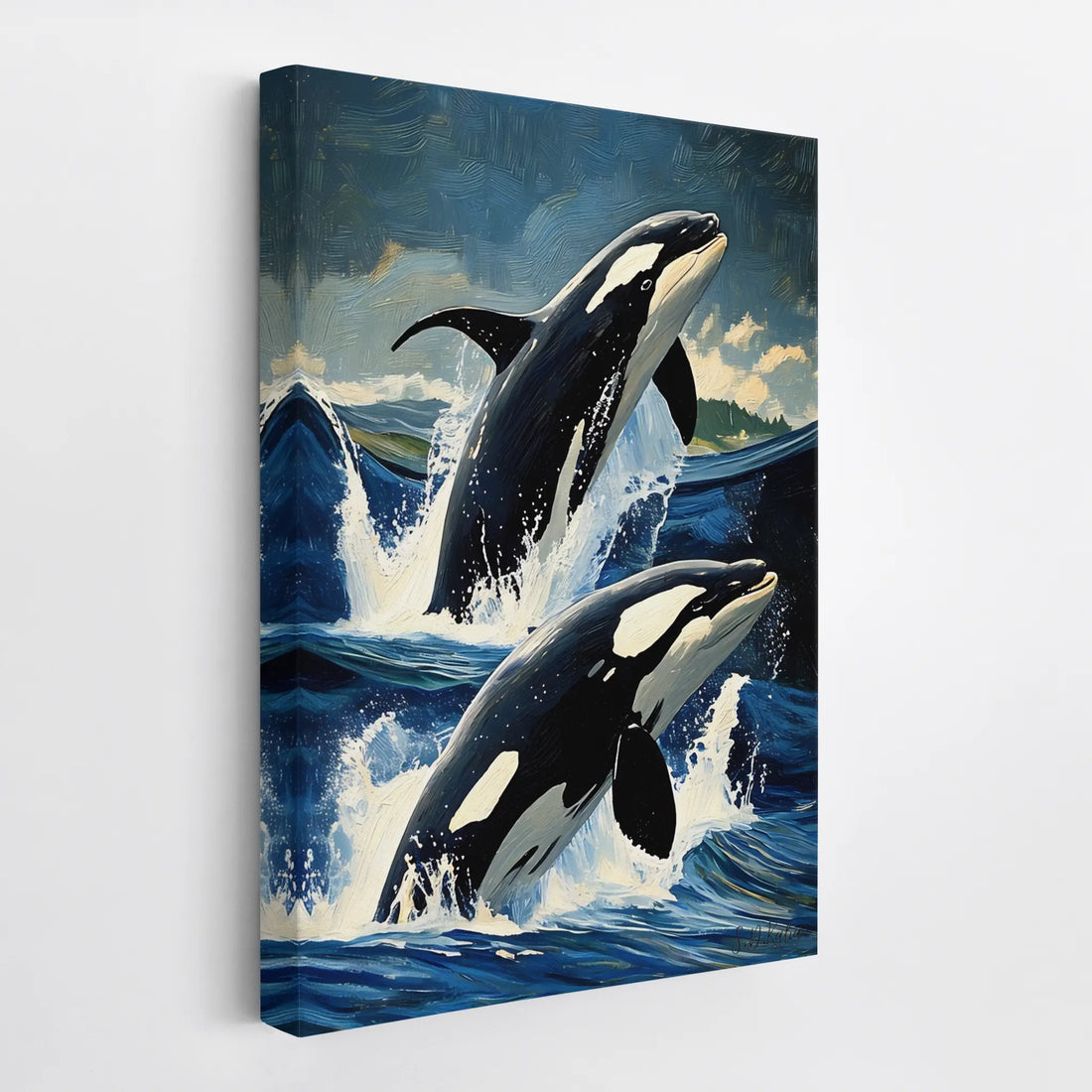 Orca Pair Jumping Waves Killer Whale Giclée Print 231034 Visual Wall Art AR2:3V Giclée Print