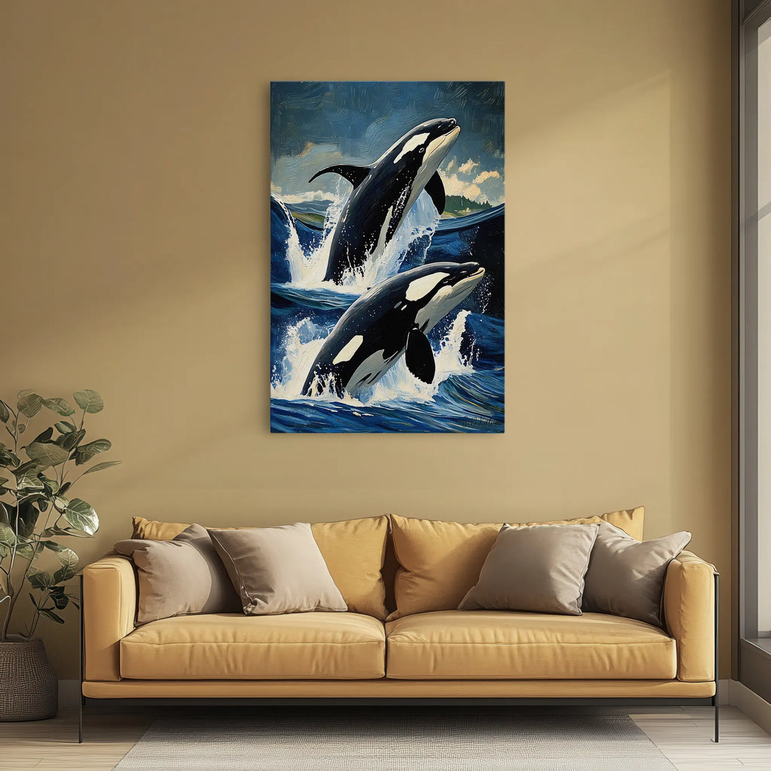 Orca Pair Jumping Waves Killer Whale Giclée Print 231034 Visual Wall Art AR2:3V Giclée Print