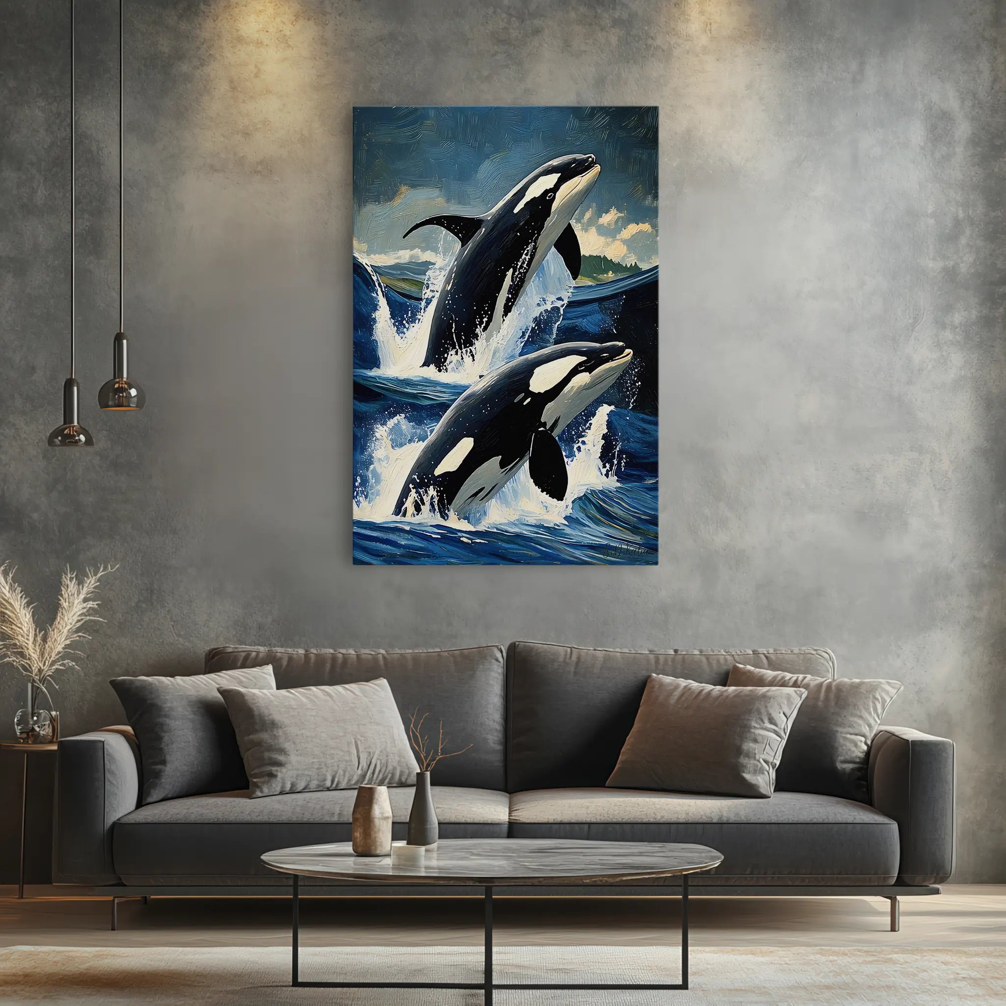 Orca Pair Jumping Waves Killer Whale Giclée Print 231034 Visual Wall Art AR2:3V Giclée Print