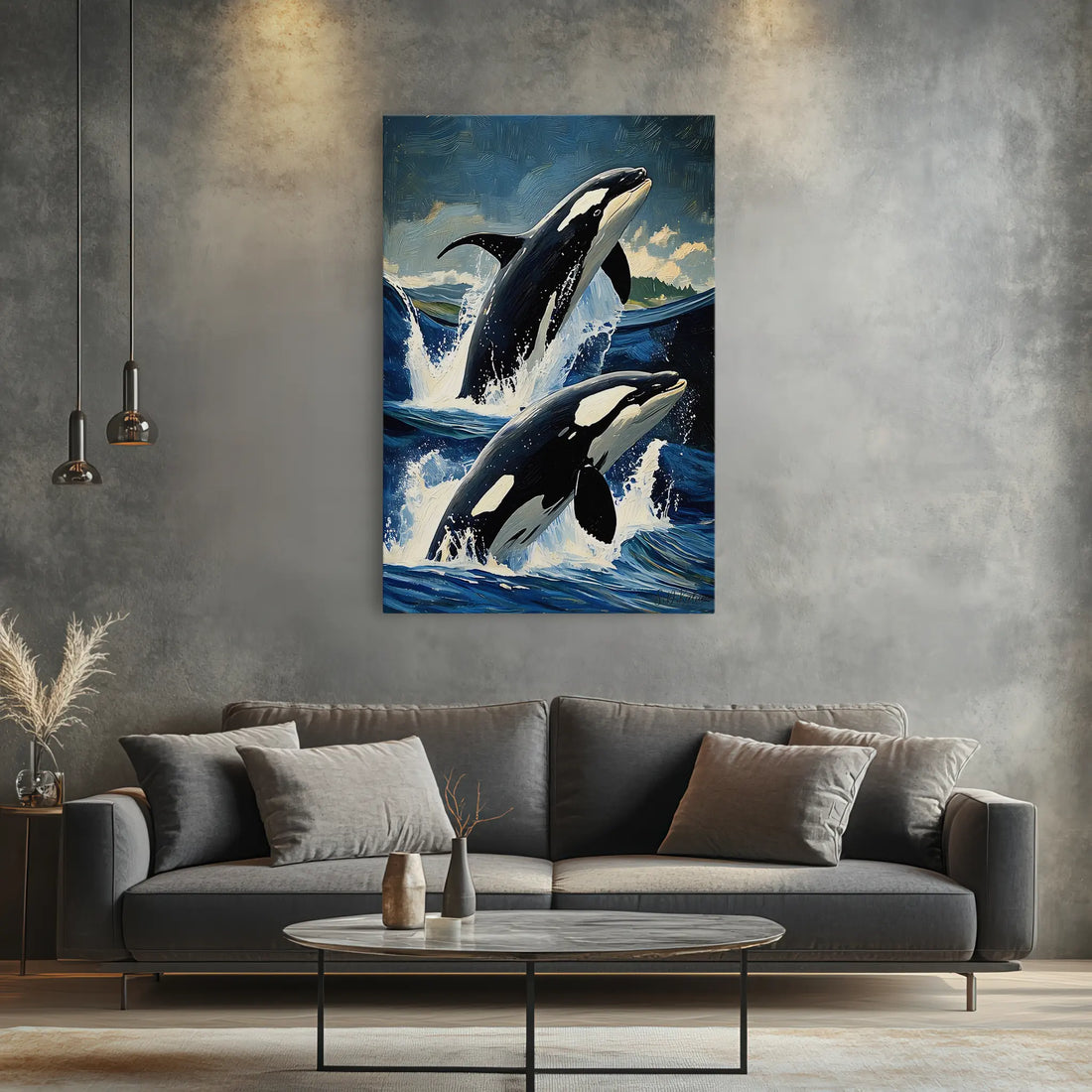 Orca Pair Jumping Waves Killer Whale Giclée Print 231034 Visual Wall Art AR2:3V Giclée Print