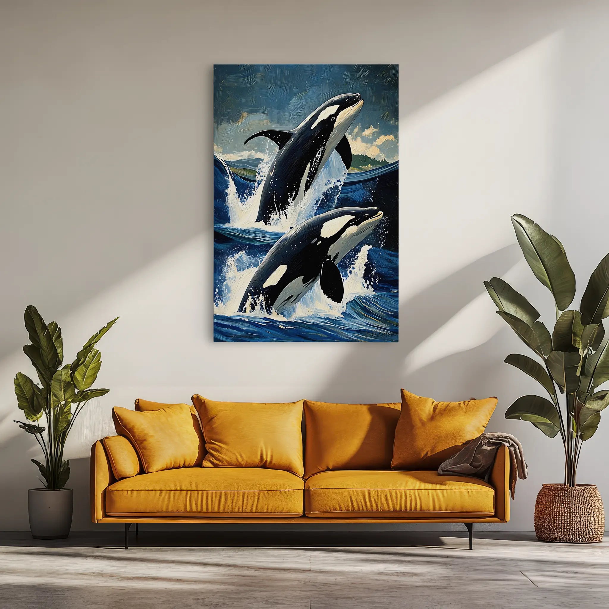 Orca Pair Jumping Waves Killer Whale Giclée Print 231034 Visual Wall Art AR2:3V Giclée Print