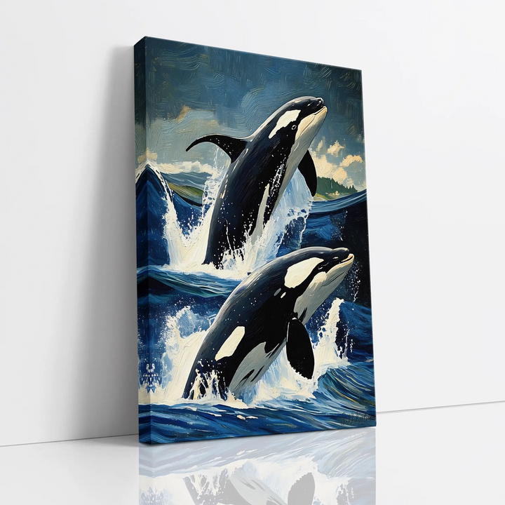 Orca Pair Jumping Waves Killer Whale Giclée Print 231034 Visual Wall Art AR2:3V Giclée Print
