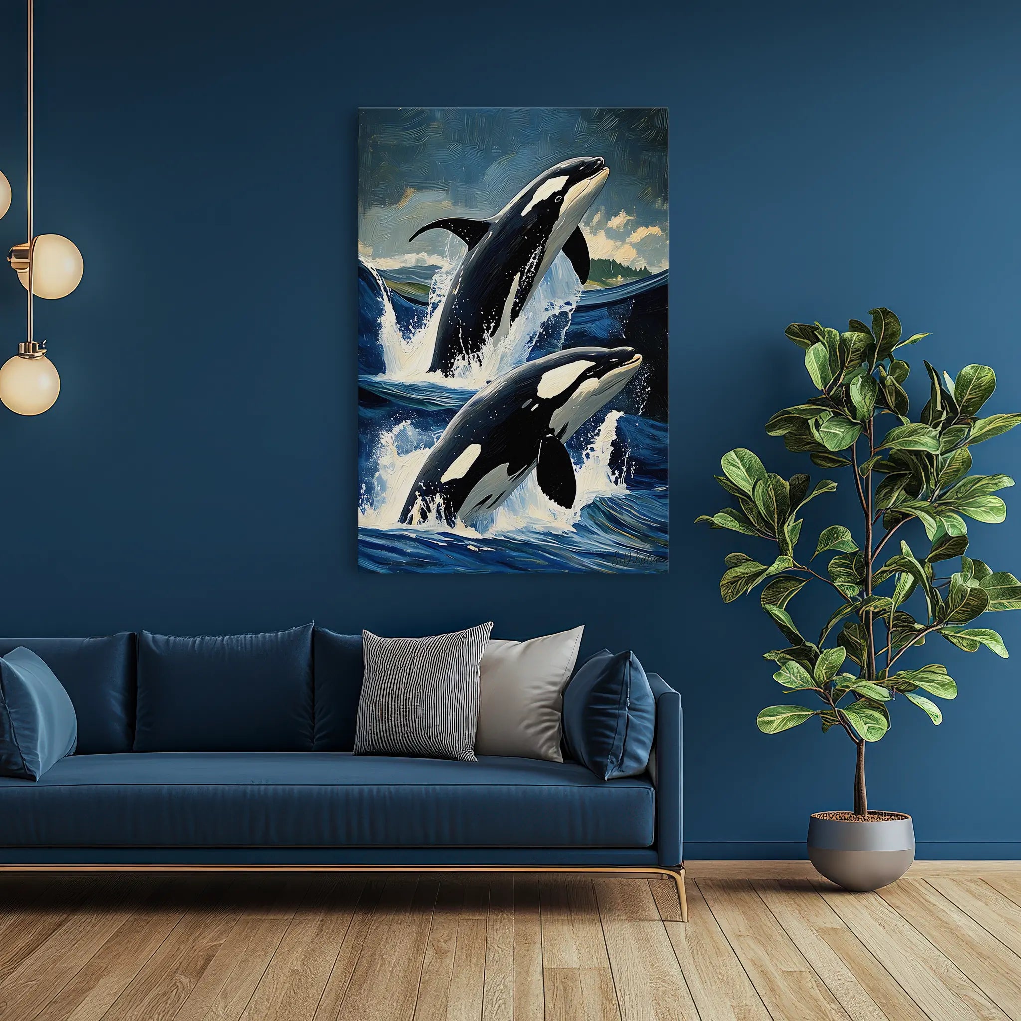 Orca Pair Jumping Waves Killer Whale Giclée Print 231034 Visual Wall Art AR2:3V Giclée Print