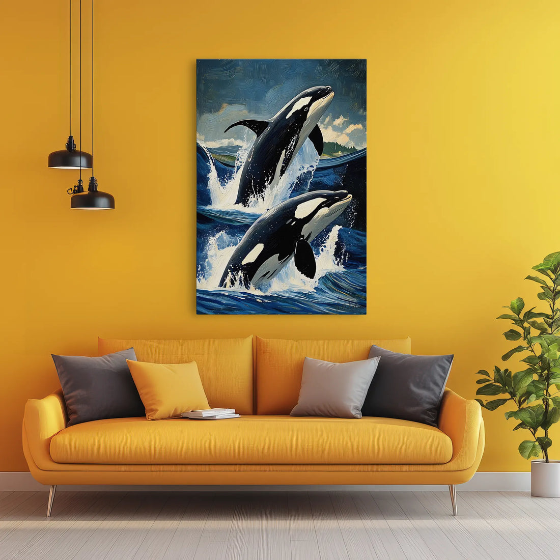 Orca Pair Jumping Waves Killer Whale Giclée Print 231034 Visual Wall Art AR2:3V Giclée Print