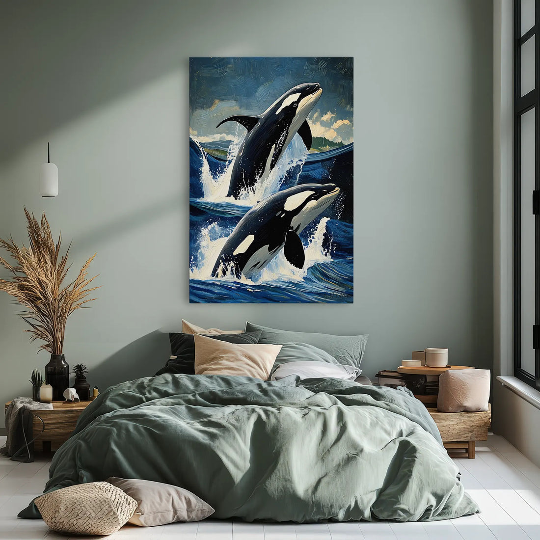 Orca Pair Jumping Waves Killer Whale Giclée Print 231034 Visual Wall Art AR2:3V Giclée Print