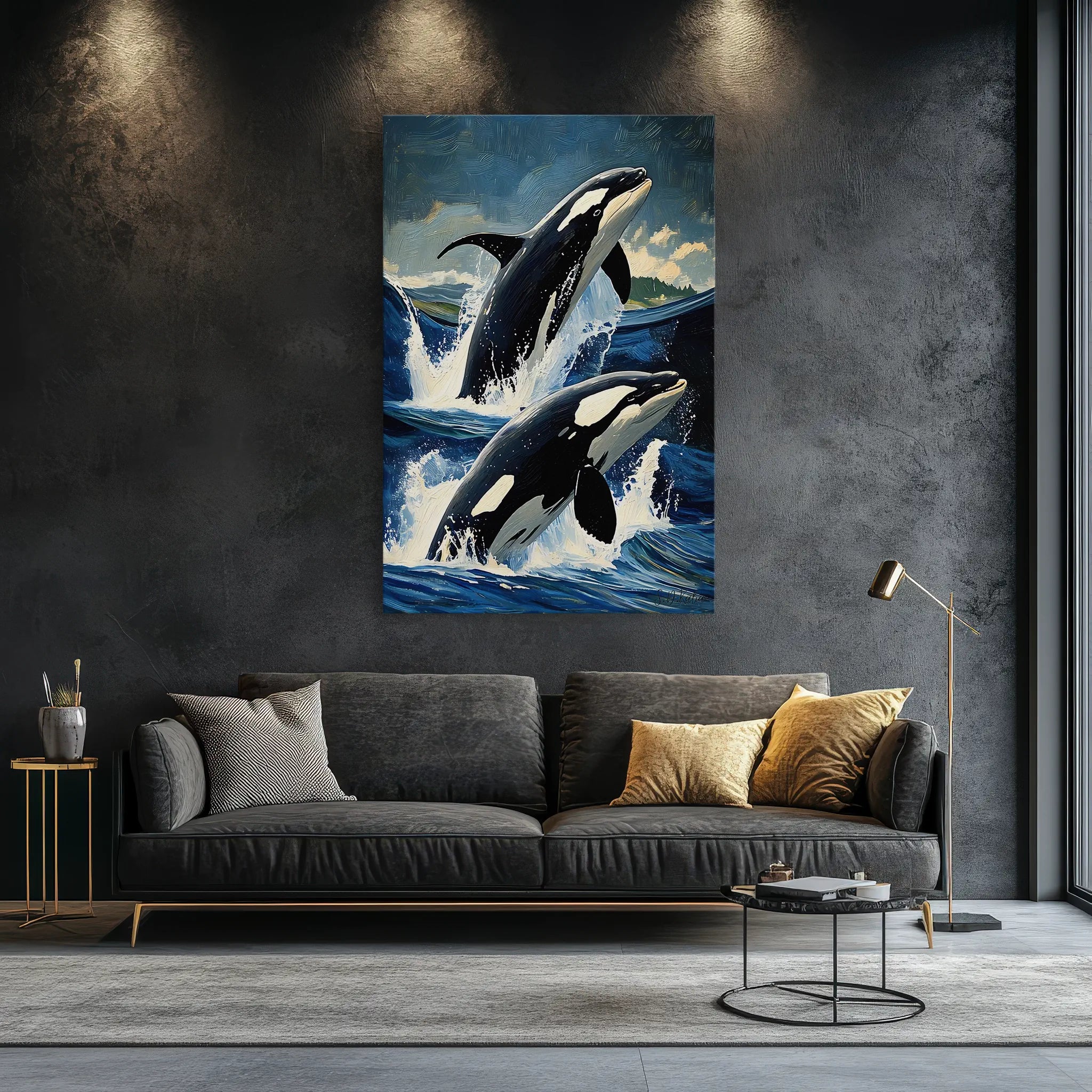 Orca Pair Jumping Waves Killer Whale Giclée Print 231034 Visual Wall Art AR2:3V Giclée Print