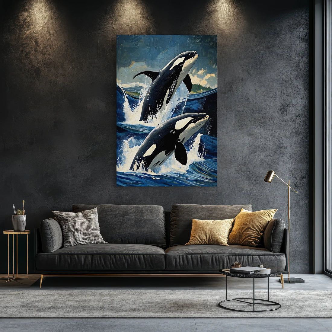Orca Pair Jumping Waves Killer Whale Giclée Print 231034 Visual Wall Art AR2:3V Giclée Print